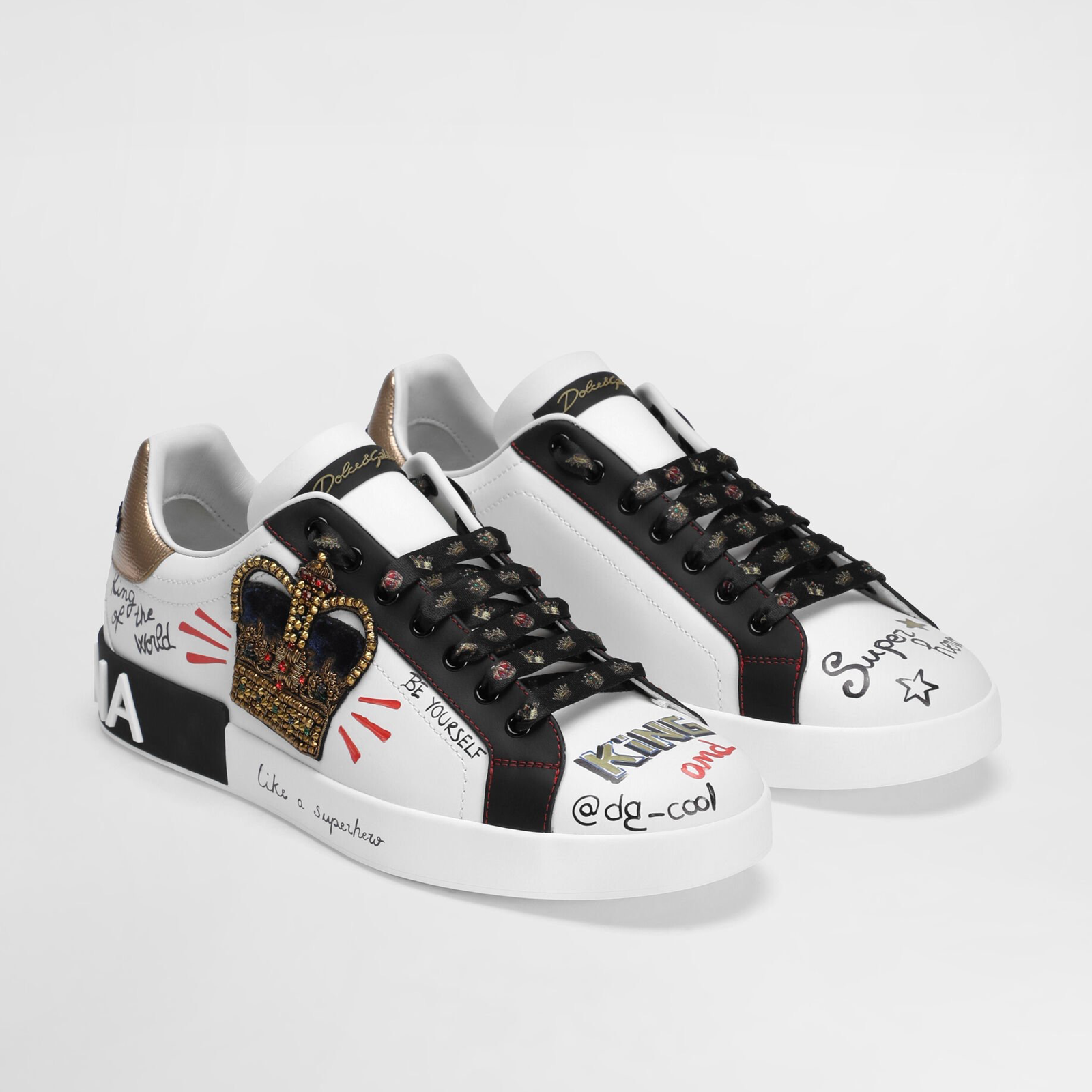 Dolce & Gabbana Portofino Hand Painted Sneakers Lateral View