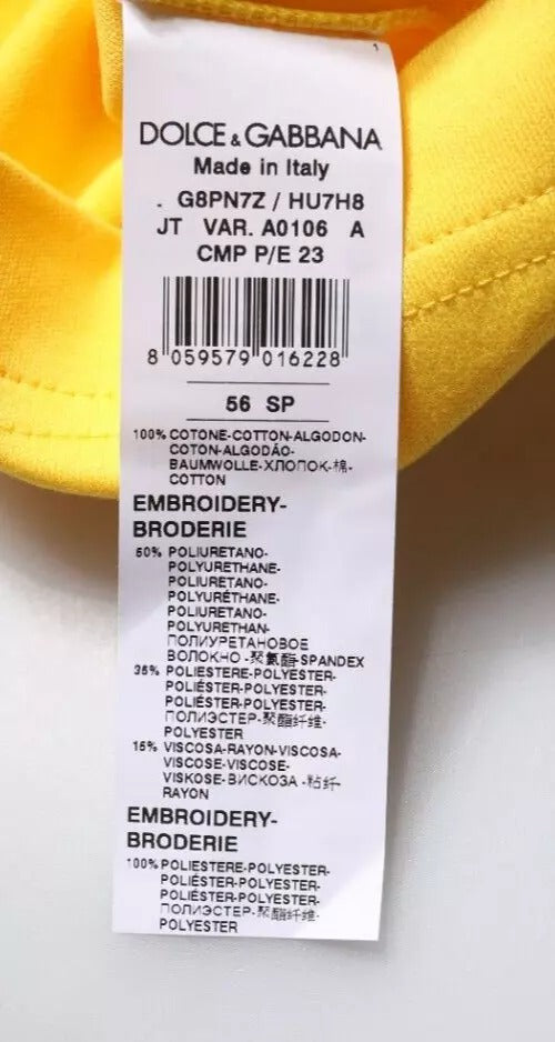 Мъжка луксозна памучна тениска DOLCE & GABBANA Men’s Luxury Yellow Cotton T-shirt 84 G8PN7Z HU7H8 A0106