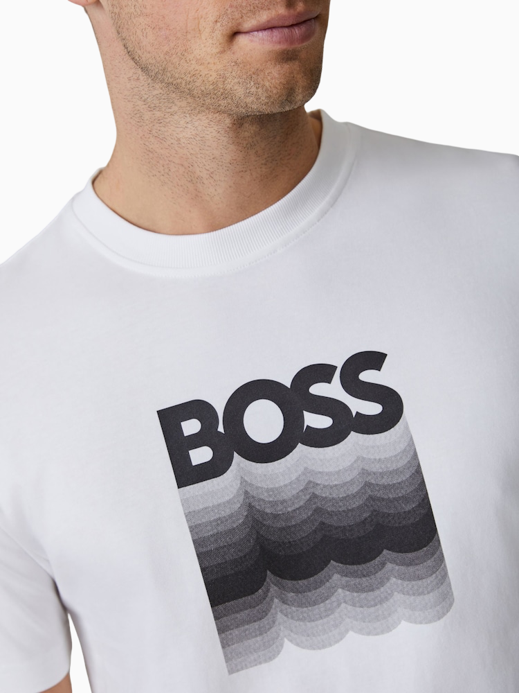 Мъжка бяла тениска Boss Men T-shirt 50556009 100 Close-Up
