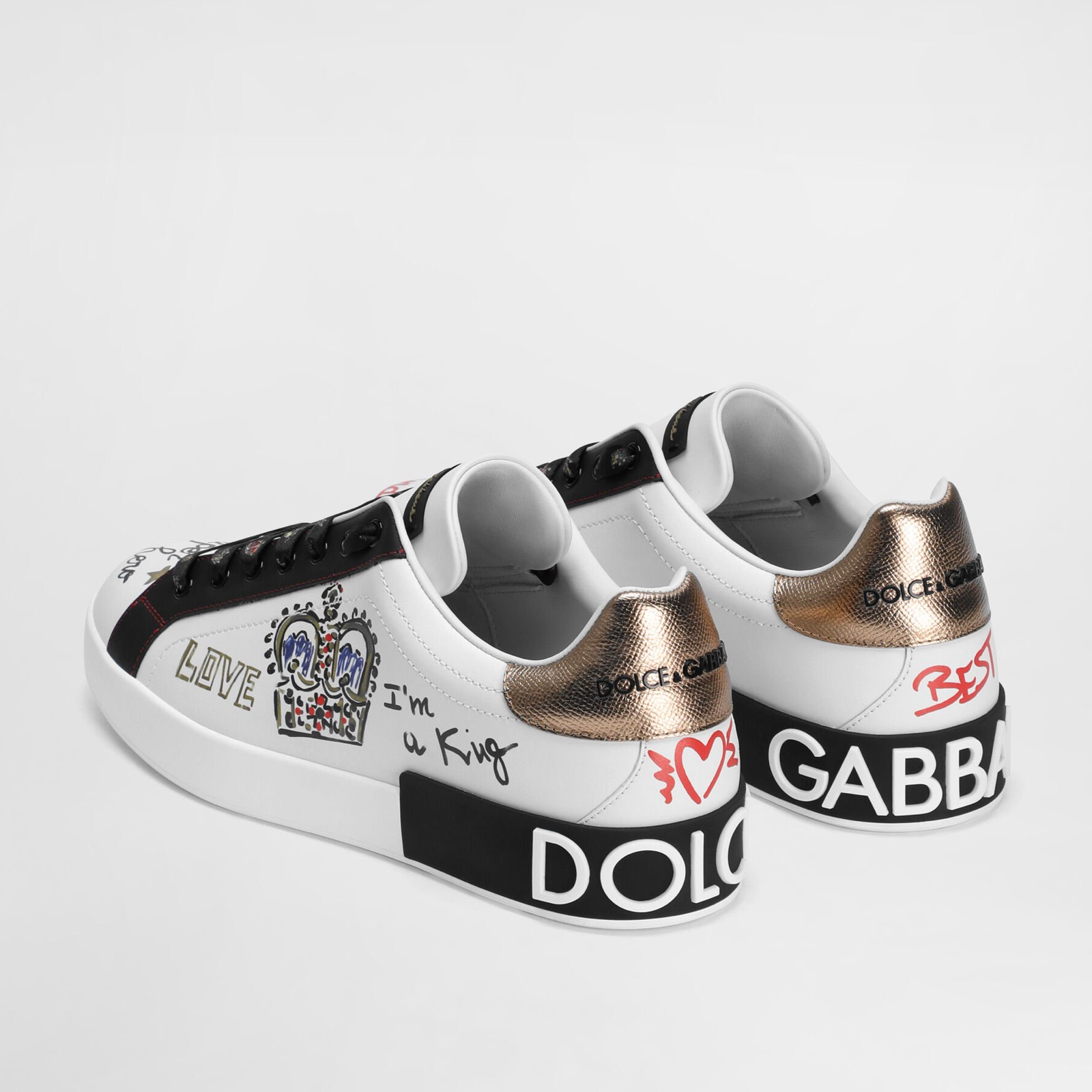 Dolce & Gabbana Portofino Hand Painted Sneakers Heel View
