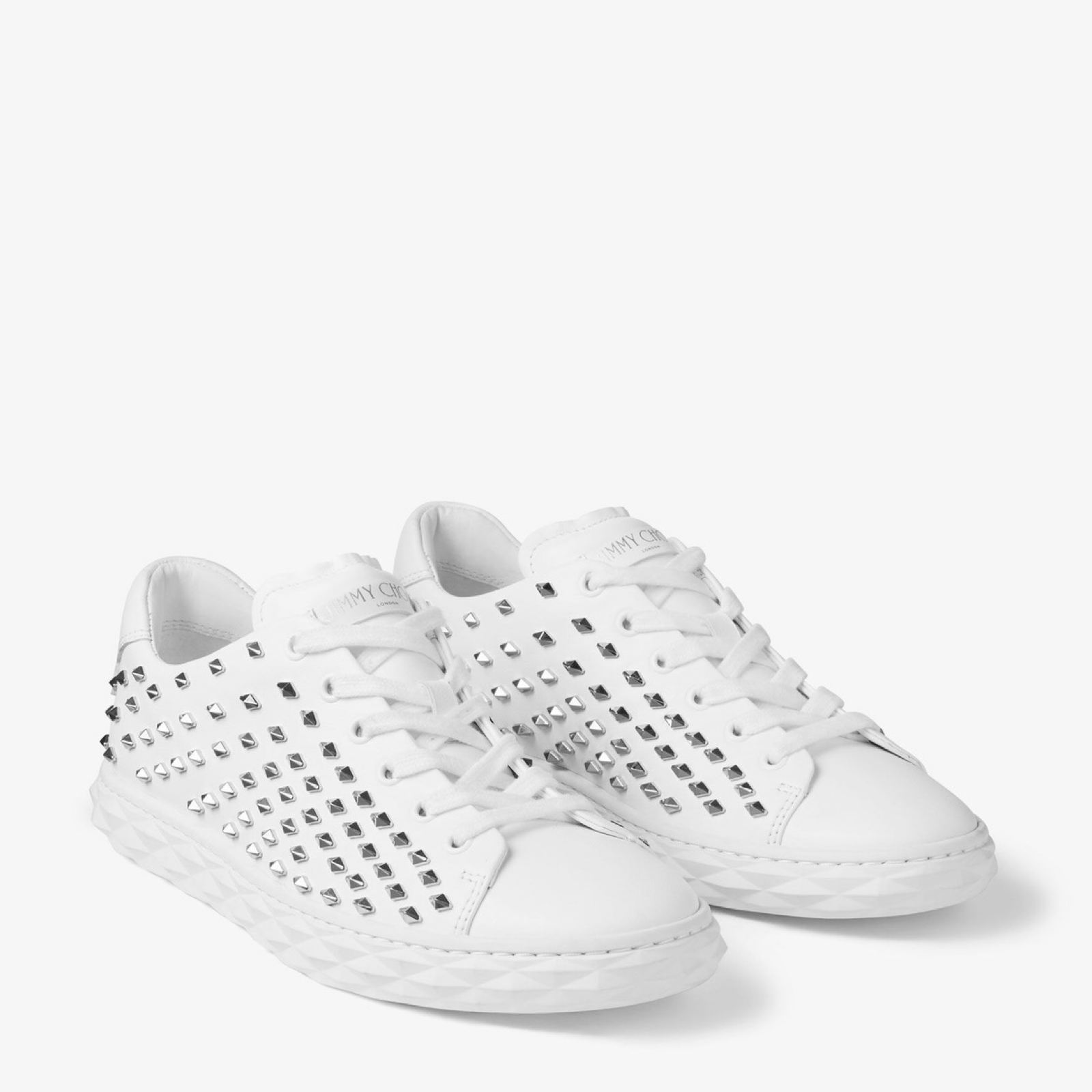 Jimmy Choo Diamond Light/F White Nappa Sneakers DIAMONDLIGHTFAWWVWHITESILVER Lateral View