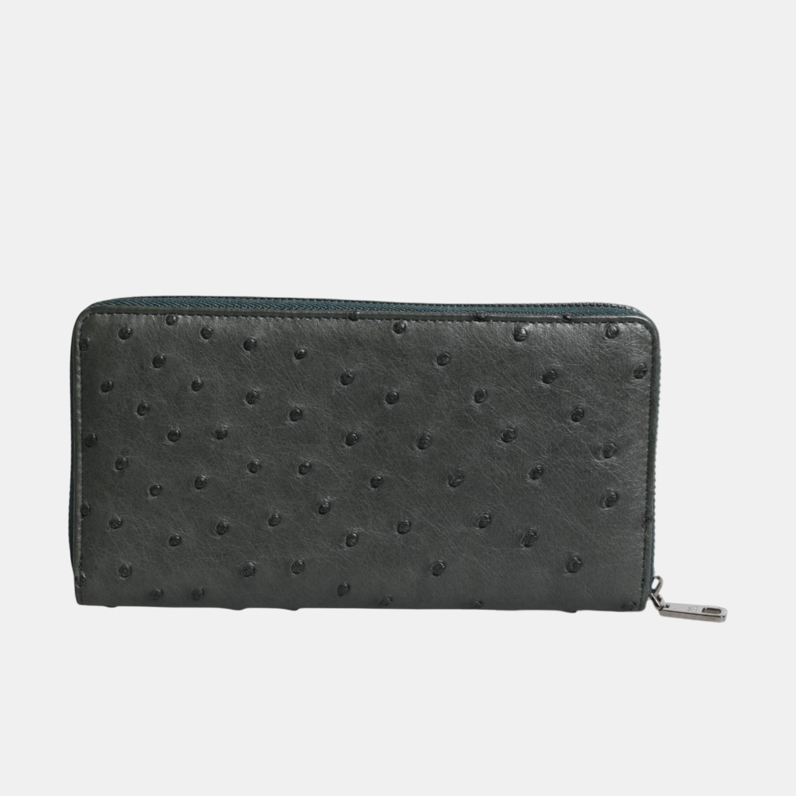 Dolce & Gabbana Green Ostrich Logo Plaque Zip Around Continental Wallet BP1672 A8L21 8M072 Back View