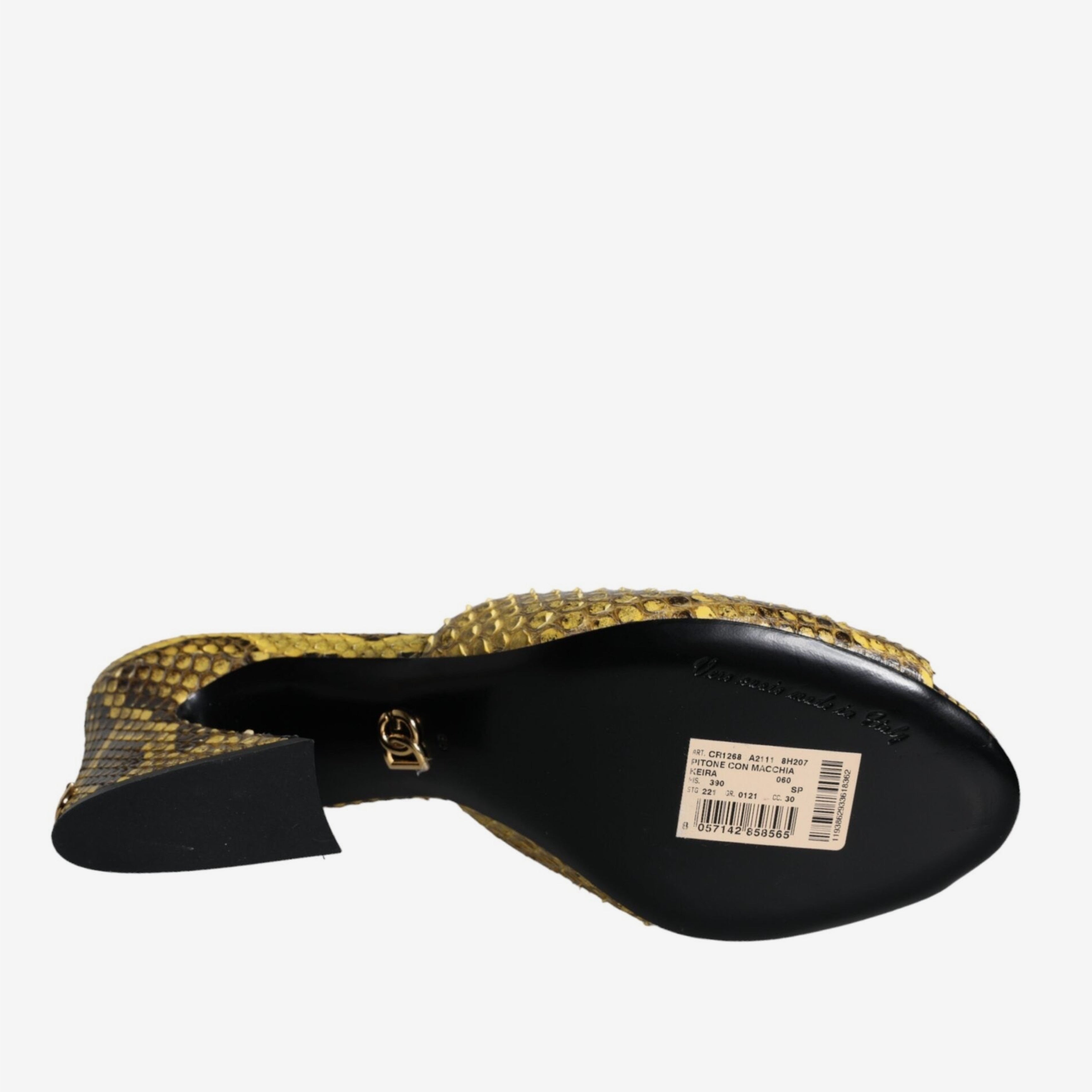 Дамски луксозни жълти чехли от питон DOLCE & GABBANA Women’s Luxury Yellow Python Heels Sandals
