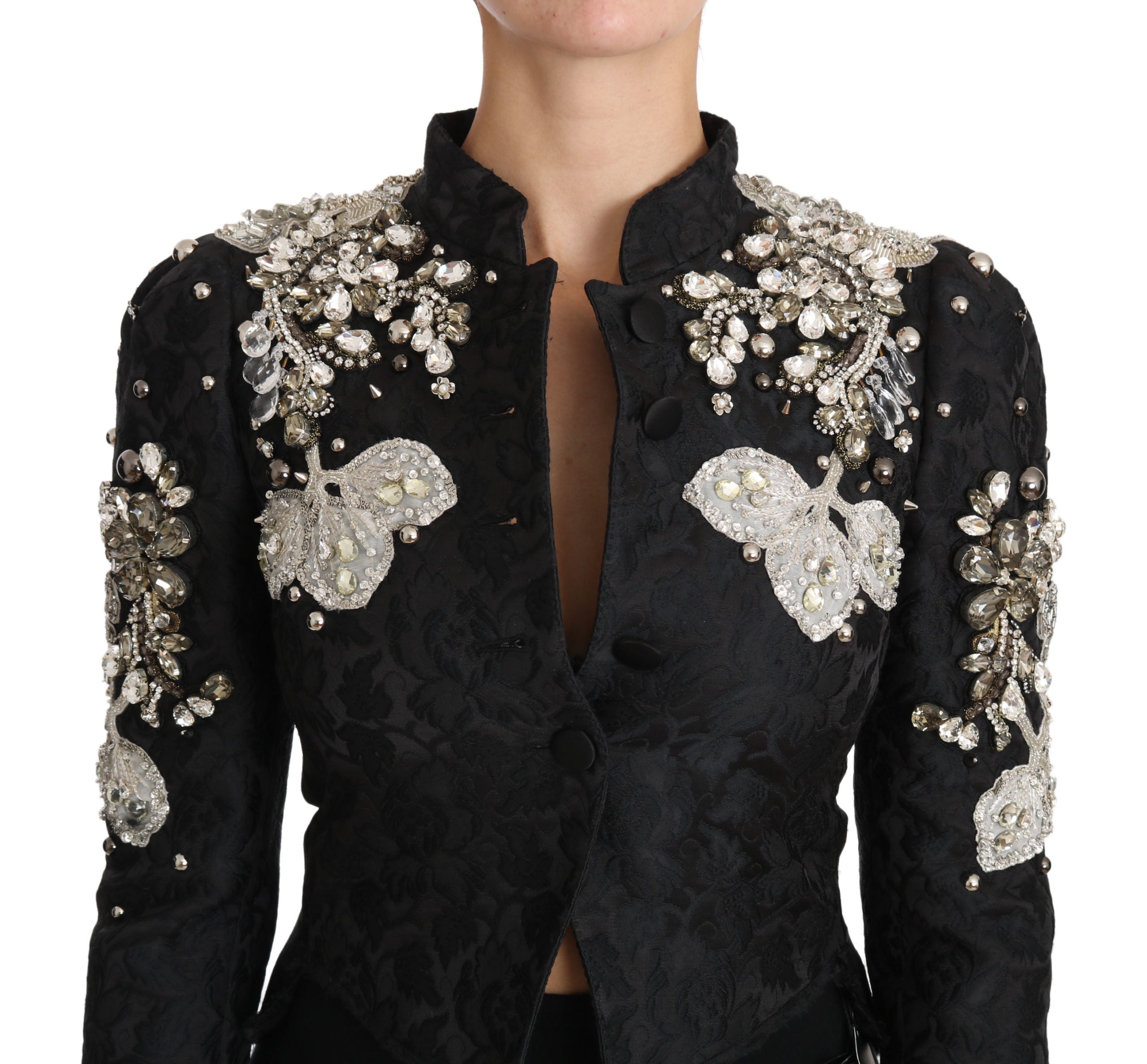 Dolce & Gabbana Елегантно черно сребристо бароково сако