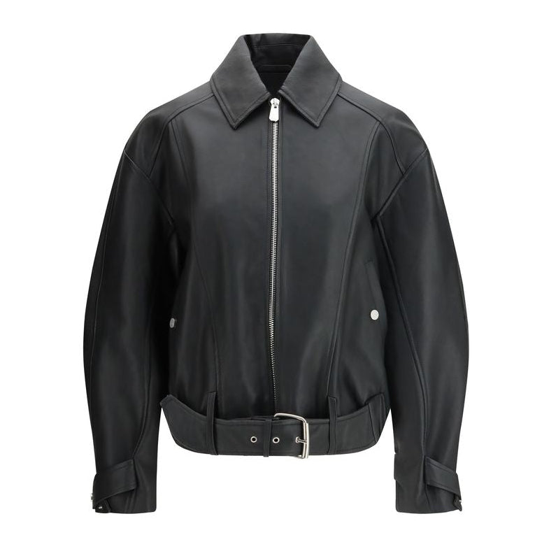 Дамско кожено яке с бродерия Women’s embroidered leather jacket PINKO 105793 A2U7 Z99 Black front view 2