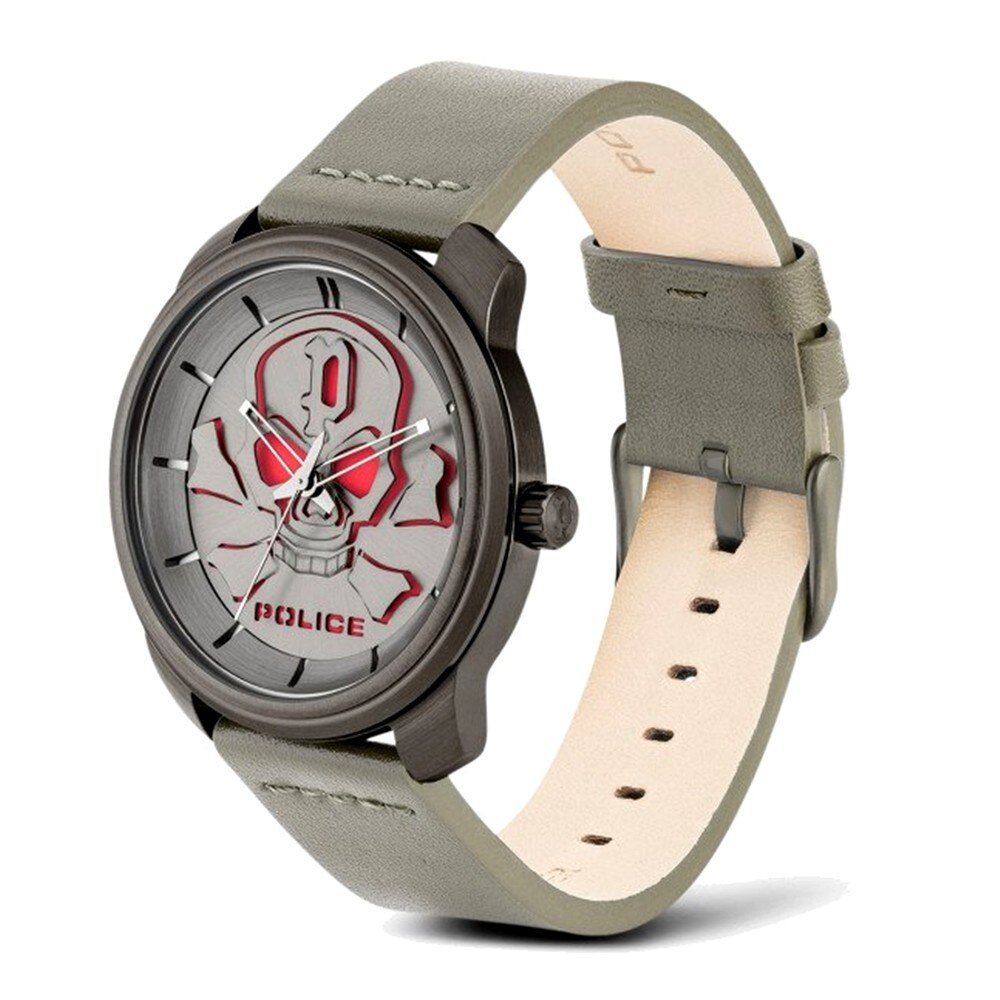 Police Gray Leather Dress Watch