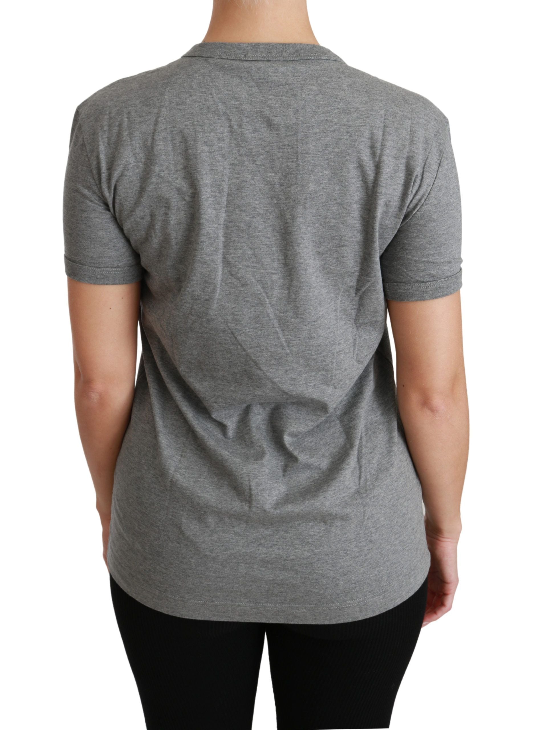 Dolce & Gabbana Chic Grey Amore Tee с кръгло деколте