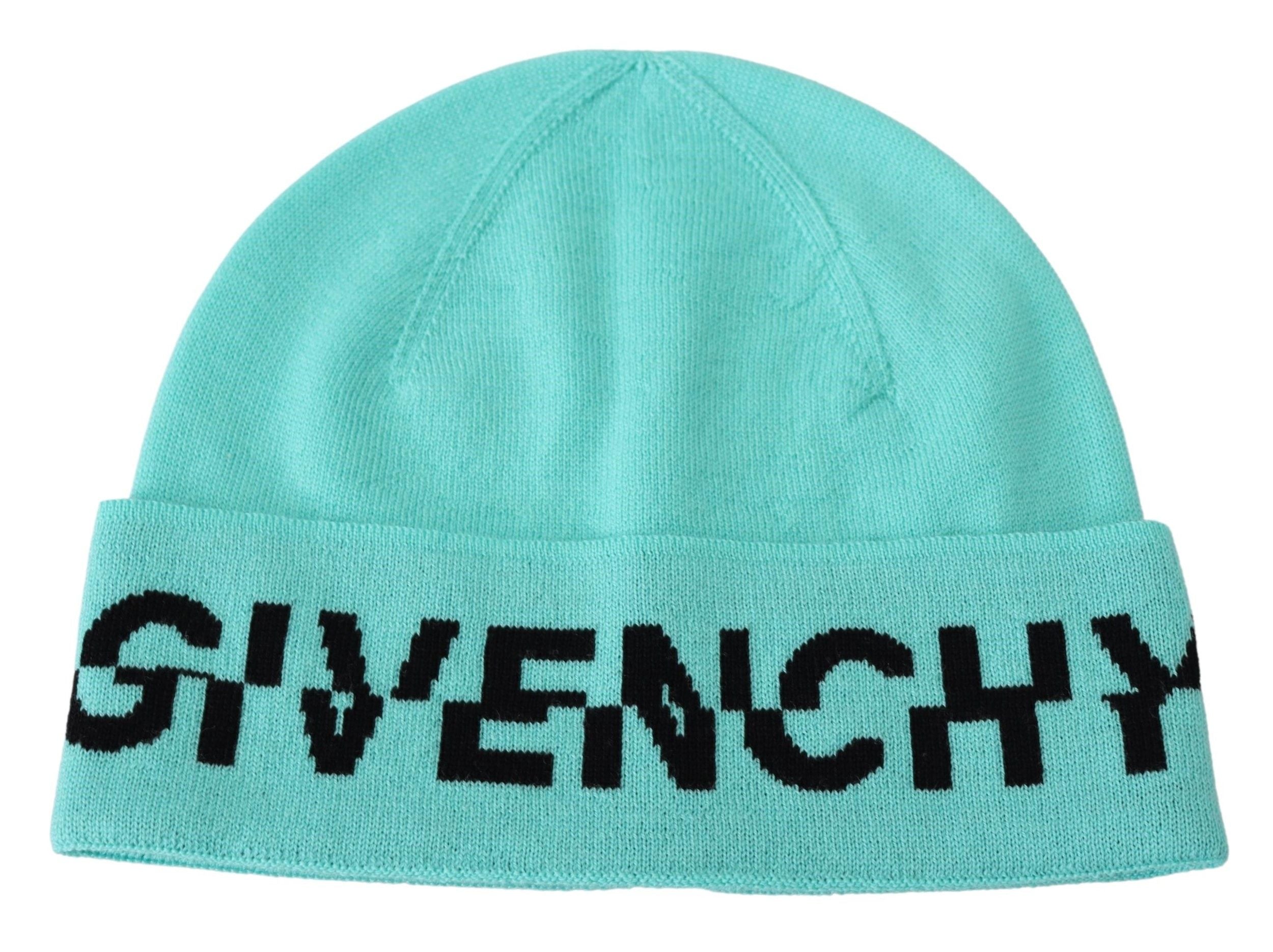Зелена вълнена шапка Givenchy Aquamarine с фирмено лого