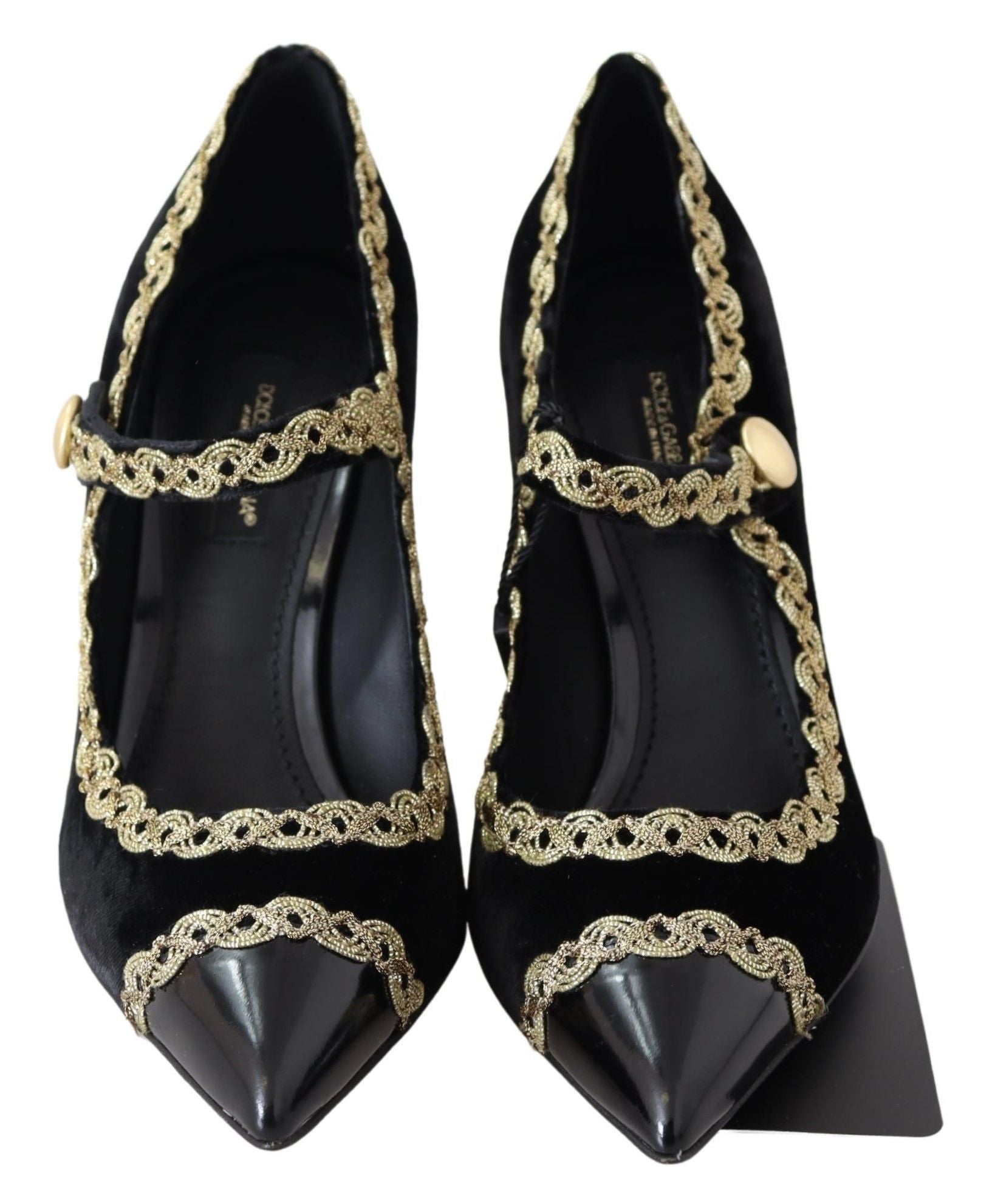 Dolce & Gabbana Елегантни кадифени лакирани бродирани обувки