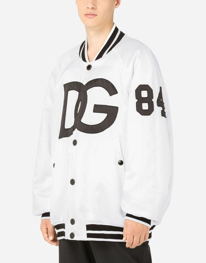 Мъжко луксозно бомбър яке в бяло DOLCE & GABBANA Men’s Luxury White Bomber Satin Jacket