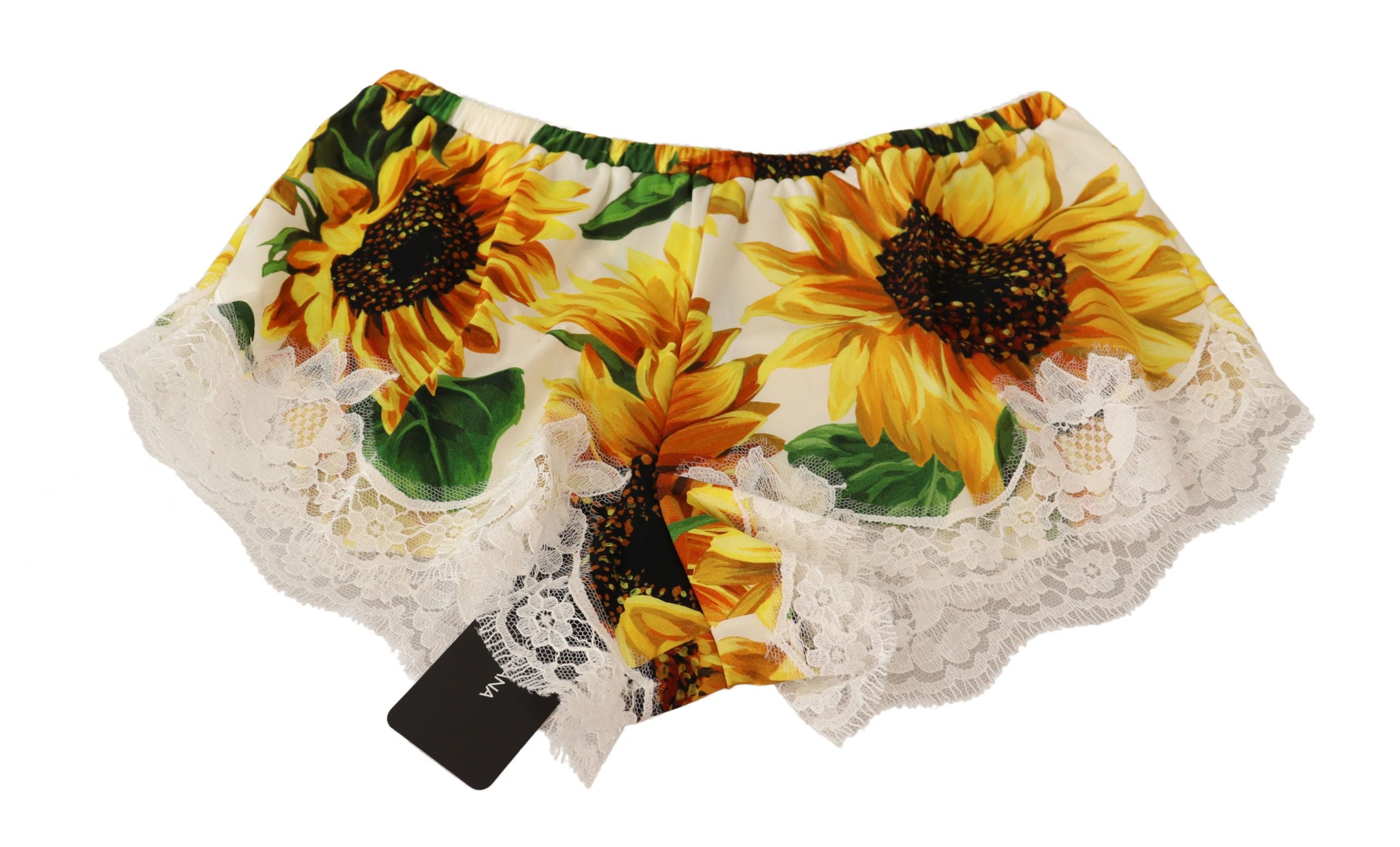 Dolce & Gabbana Слънчогледово дантелено бельо Shorts - копринена смес