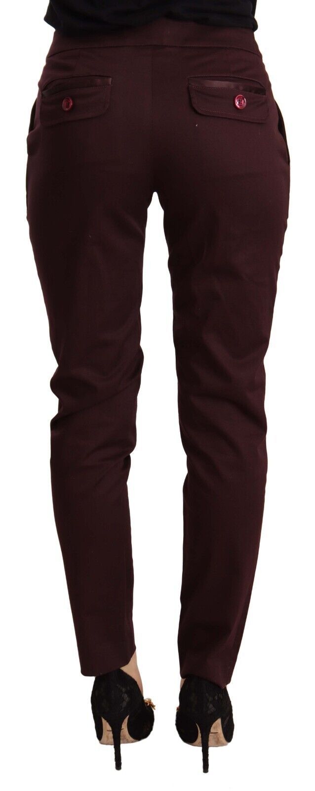 Тесни панталони Just Cavalli Maroon Slim Fit с детайли с цип