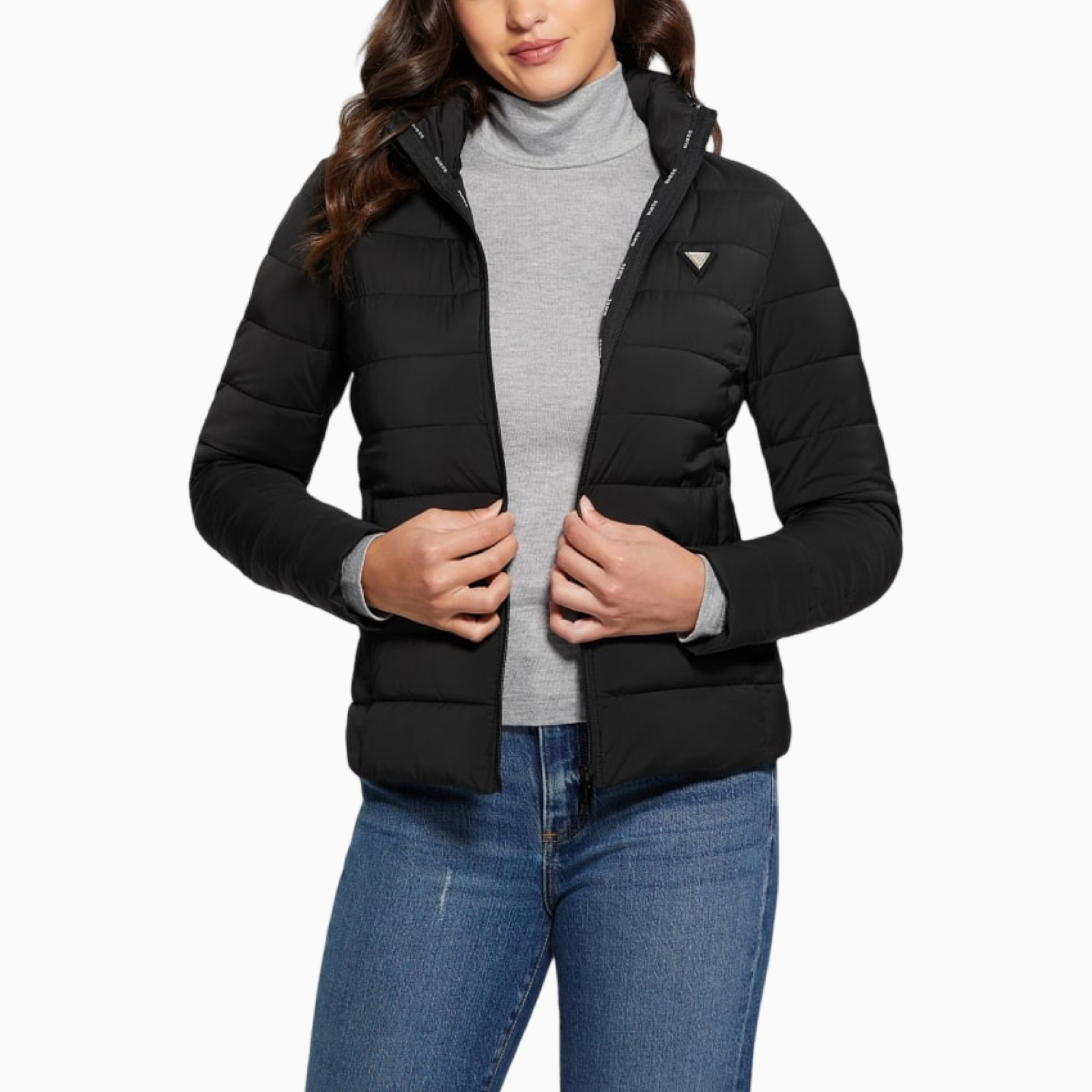 Дамско черно яке Guess Women Jacket V4YL04 WF3X0 Front View