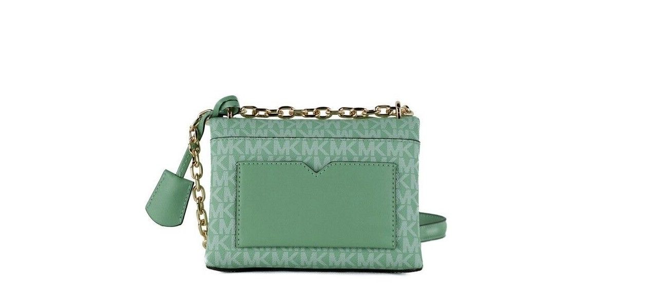 Michael Kors Cece Small Sea Green Signature PVC чанта през рамо с капак
