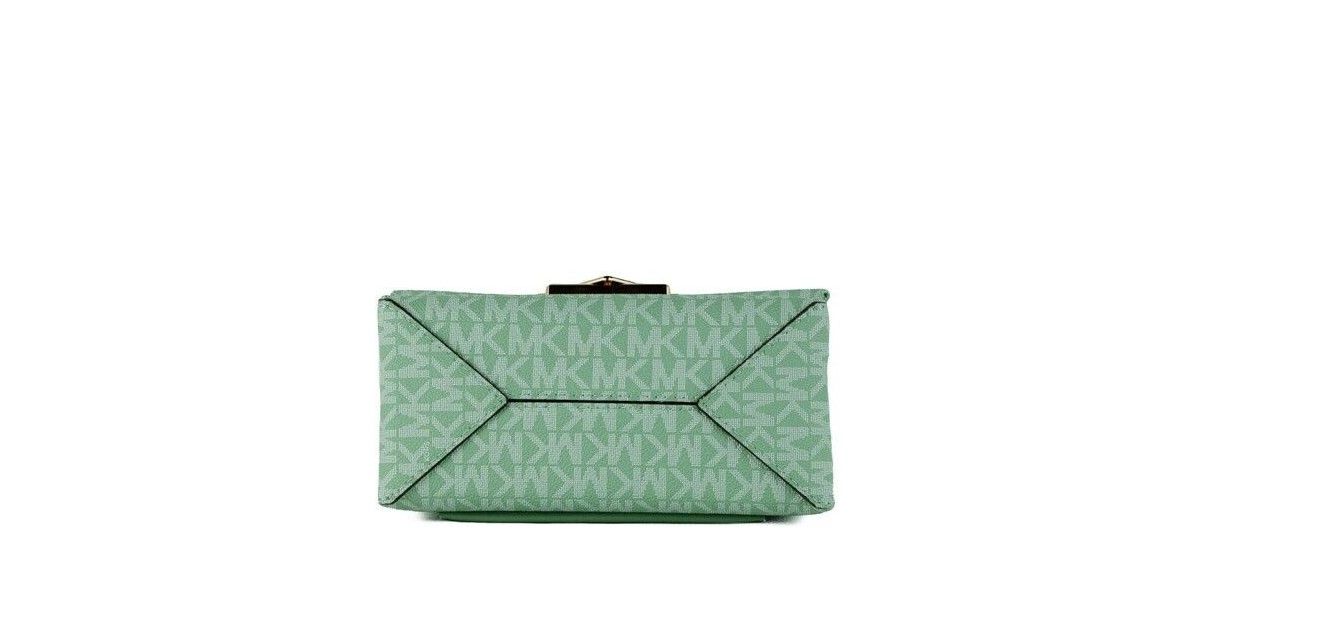 Michael Kors Cece Small Sea Green Signature PVC чанта през рамо с капак