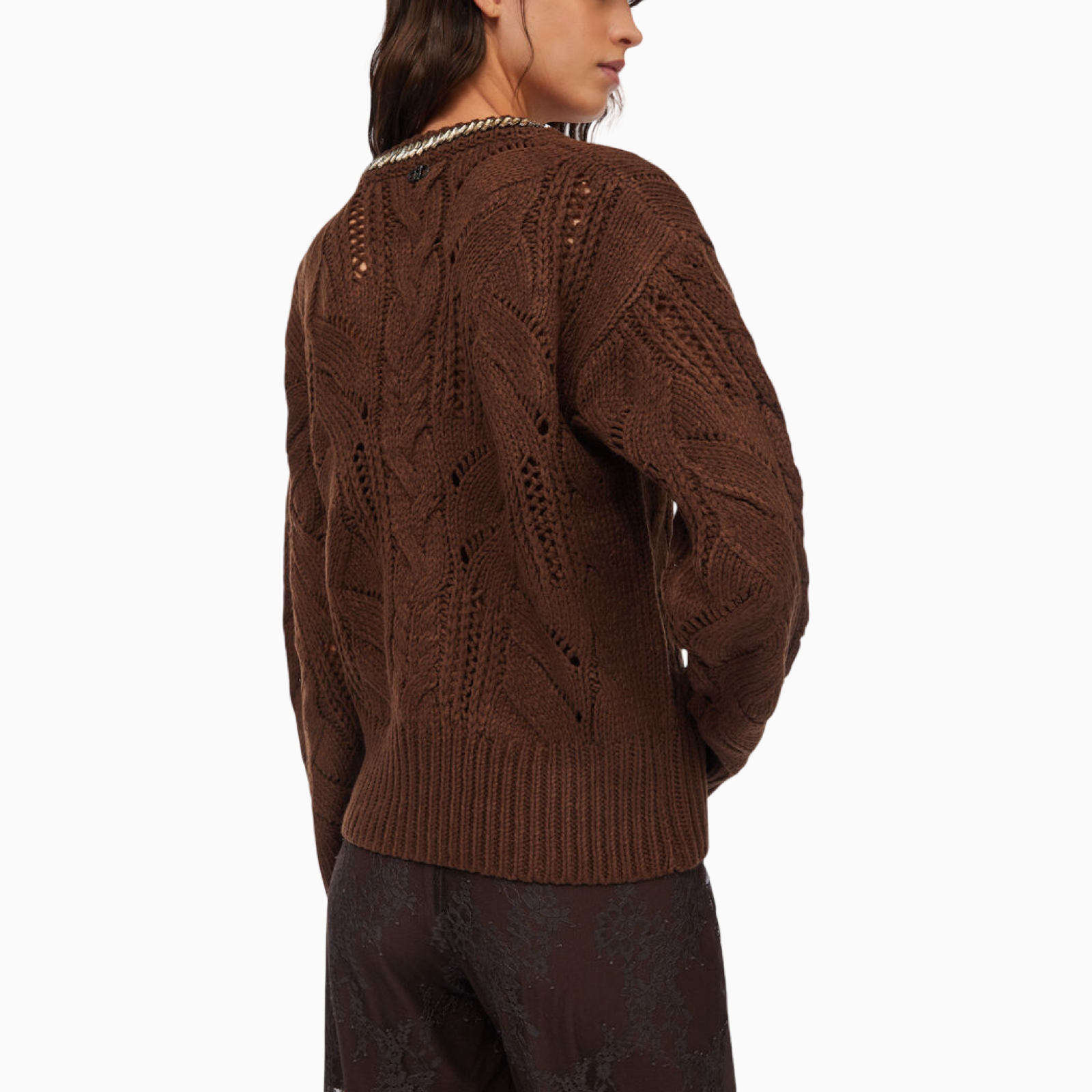Дамски кафяв пуловер Liu Jo Sweater MF5452 MA37R Back View