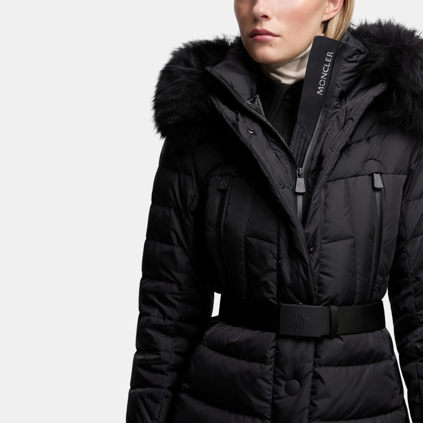 Moncler Grenoble Beverley Shearling-Trimmed Women Ski Down Jacket K20981A 000665 399E Close-Up