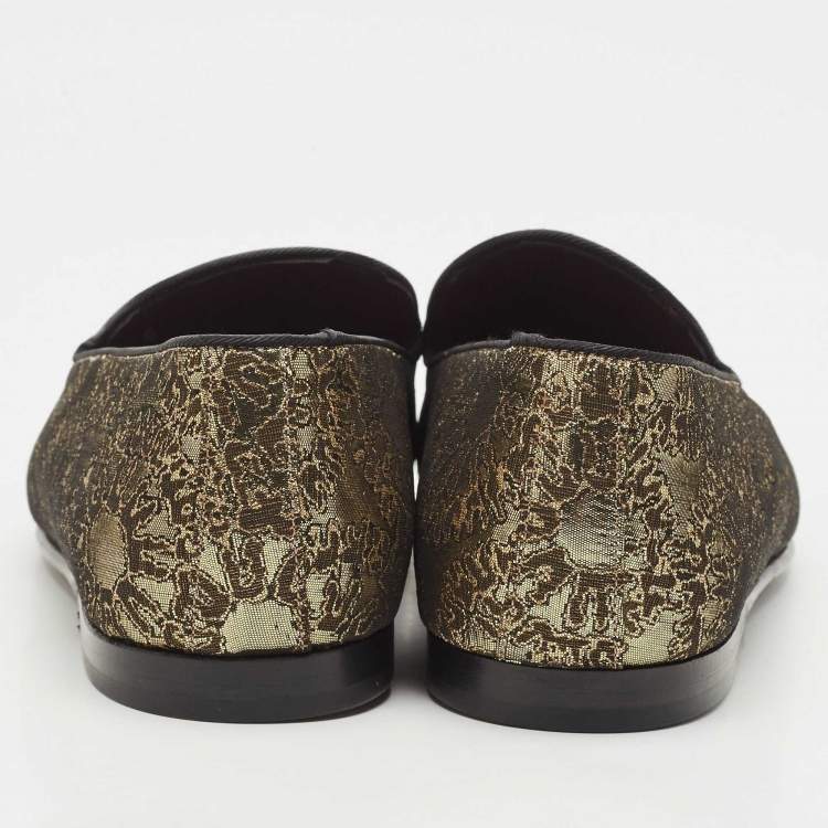 Мъжки мокасини Men’s jacquard loafers Dolce & Gabbana A50148 AU345 80997 Gold heels view