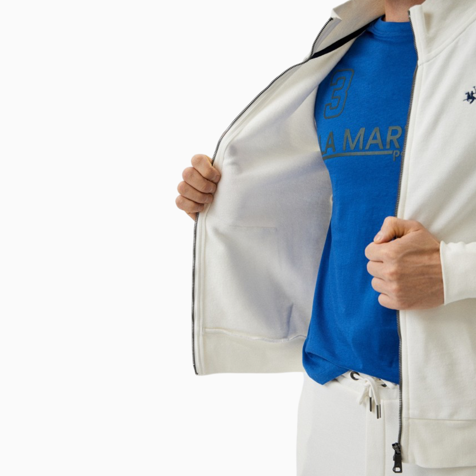 Мъжки бял суичър La Martina Men Sweatshirt XMF012FP564 00002 Close-Up