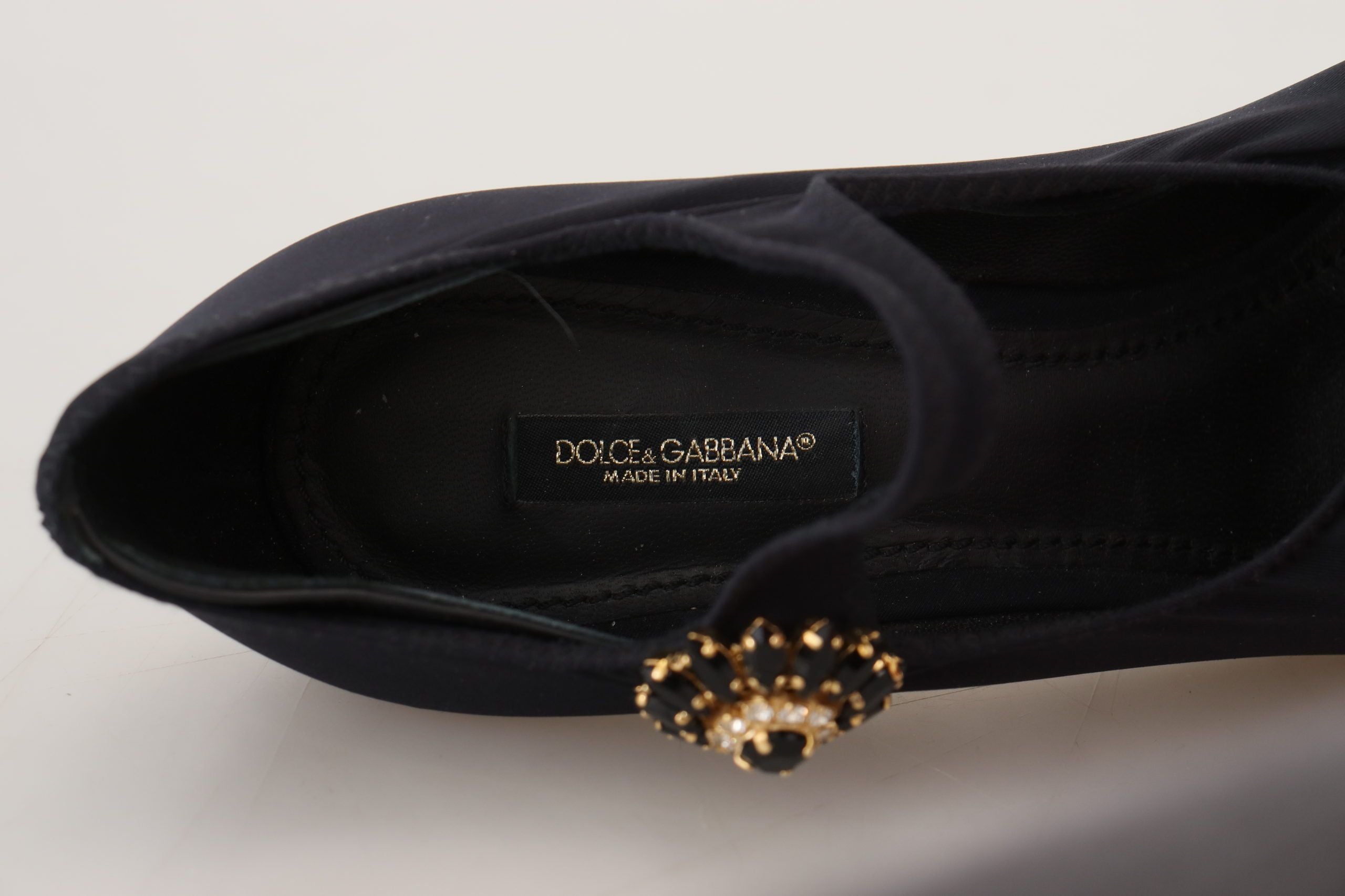 Dolce & Gabbana Chic Black Mary Jane чорапи с кристали