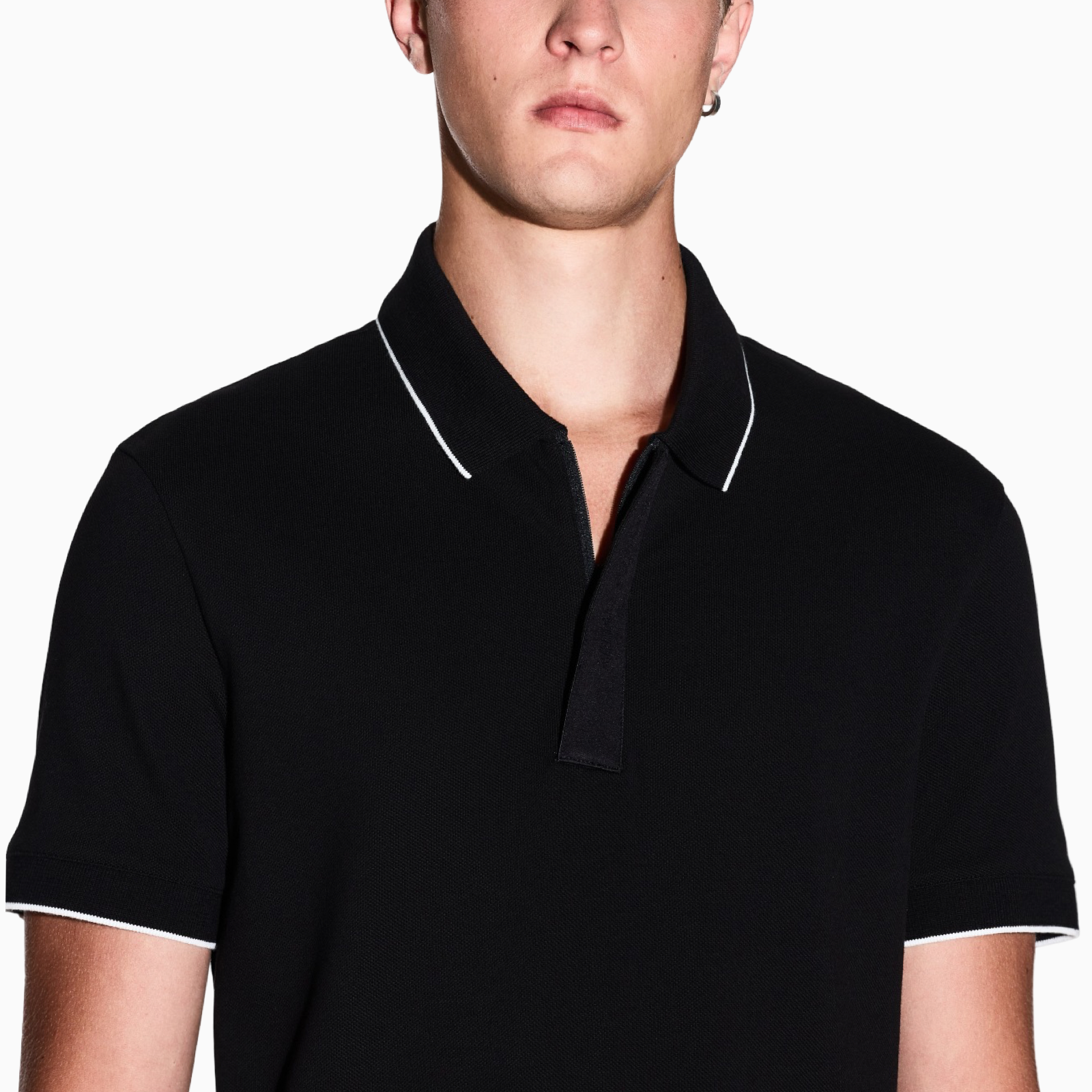 Мъжка черна поло тениска Armani Exchange Men Polo XM001285 AF10366 UC001 Close-Up