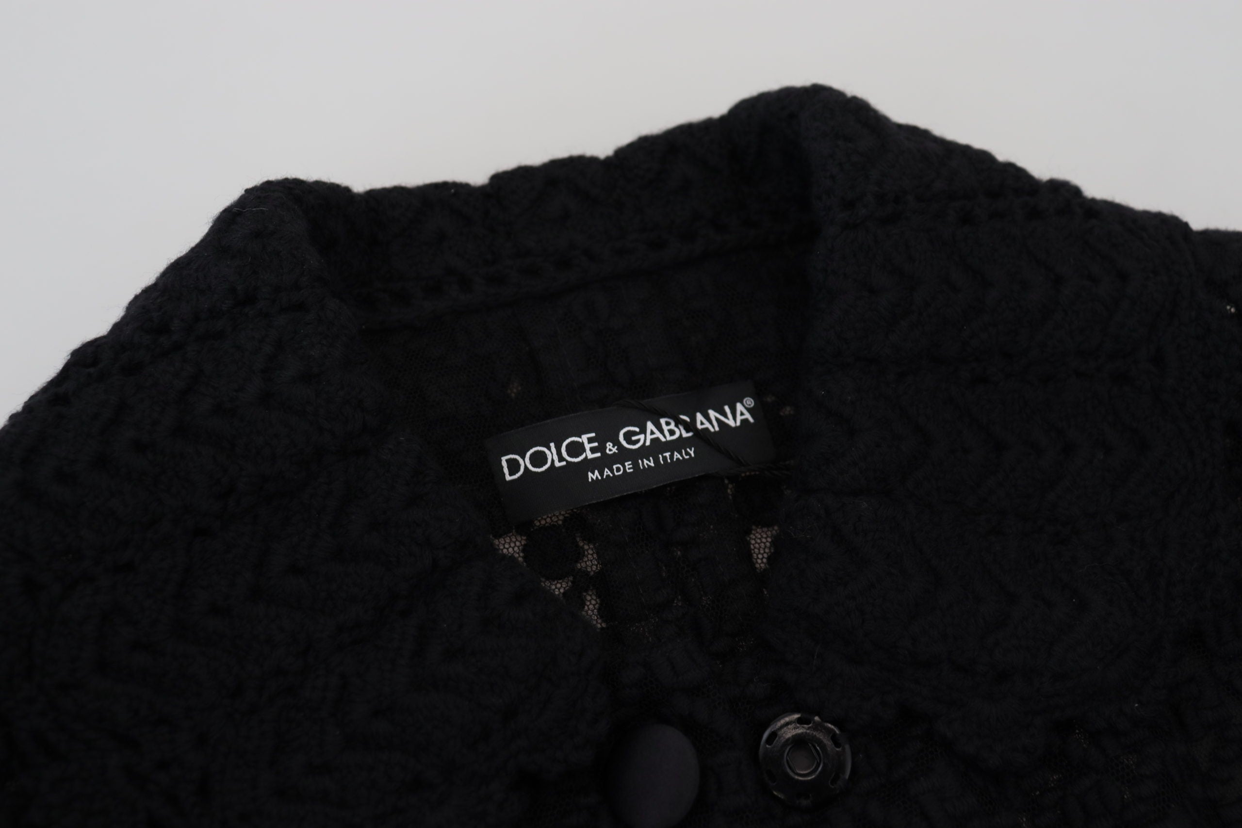 Елегантно черно вълнено яке с копчета Dolce & Gabbana