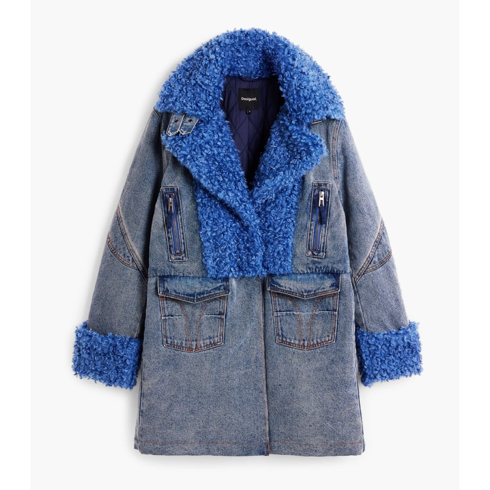 Дамско дънково палто Desigual Women Denim Coat 26SWEWX1 2051 Front View