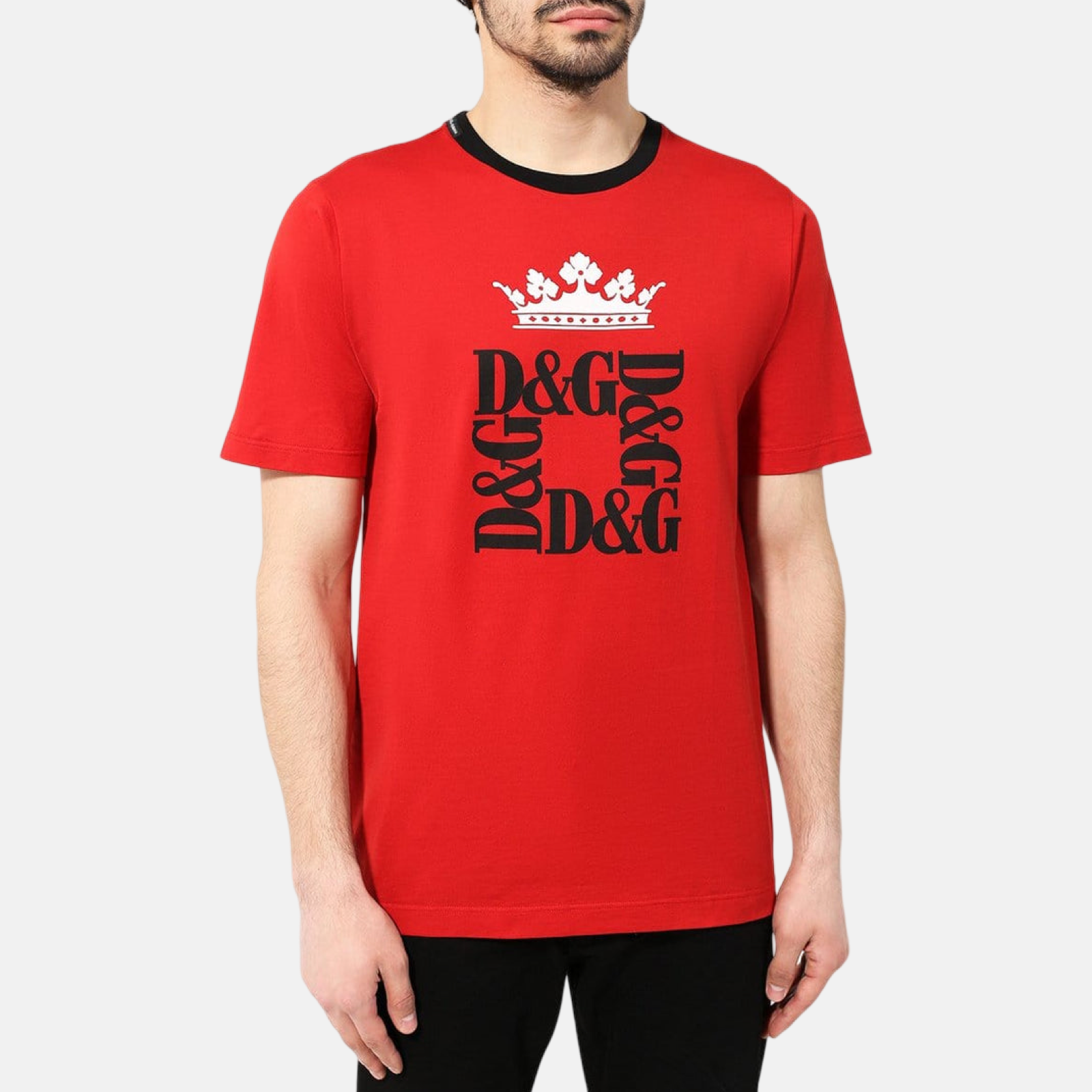 Мъжка червена тениска Dolce & Gabbana Logo Crown Men T-shirt G8HV4T HH7QT