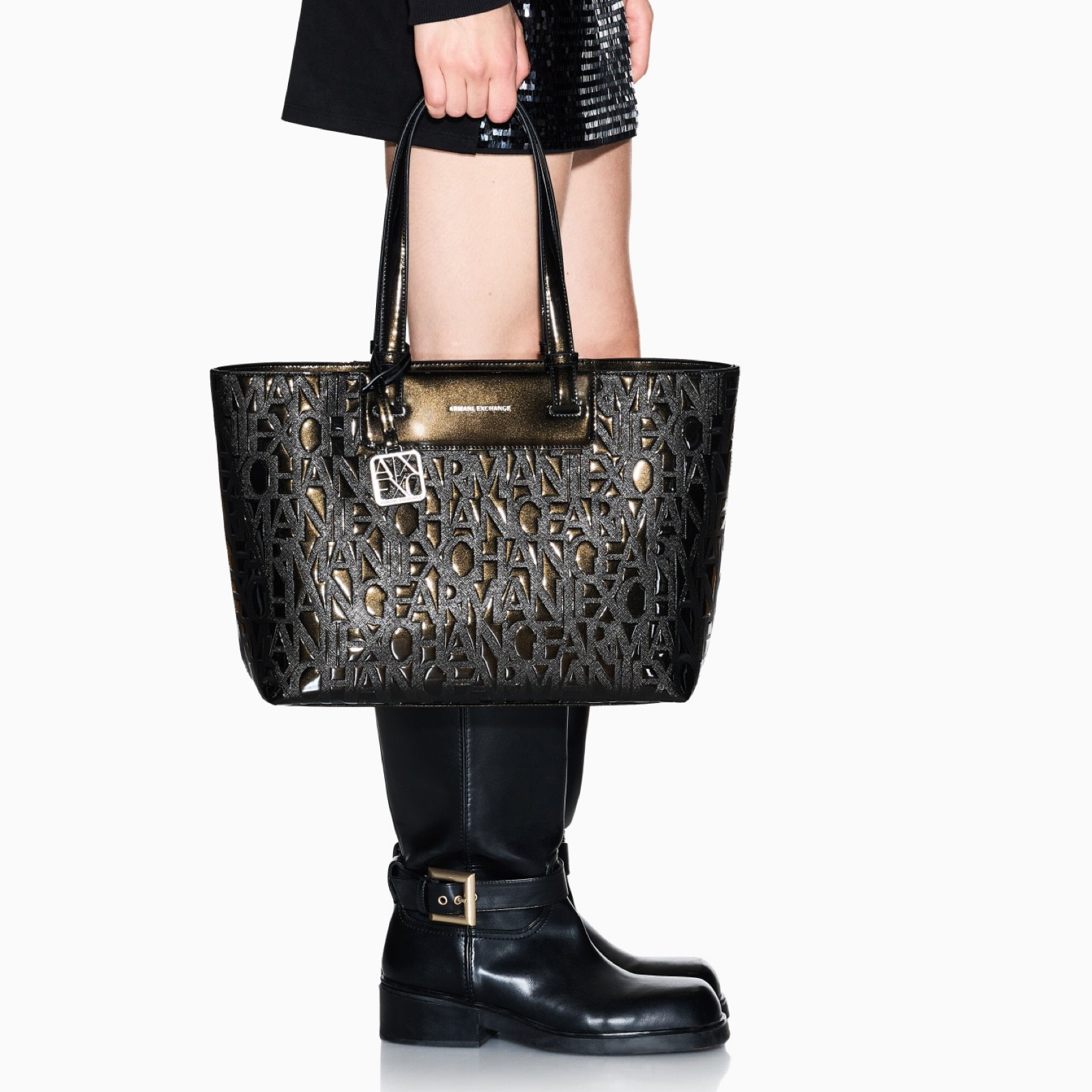 Дамска черна чанта Armani Exchange Women Shopper Bag XW001481 AF17290 Hand View