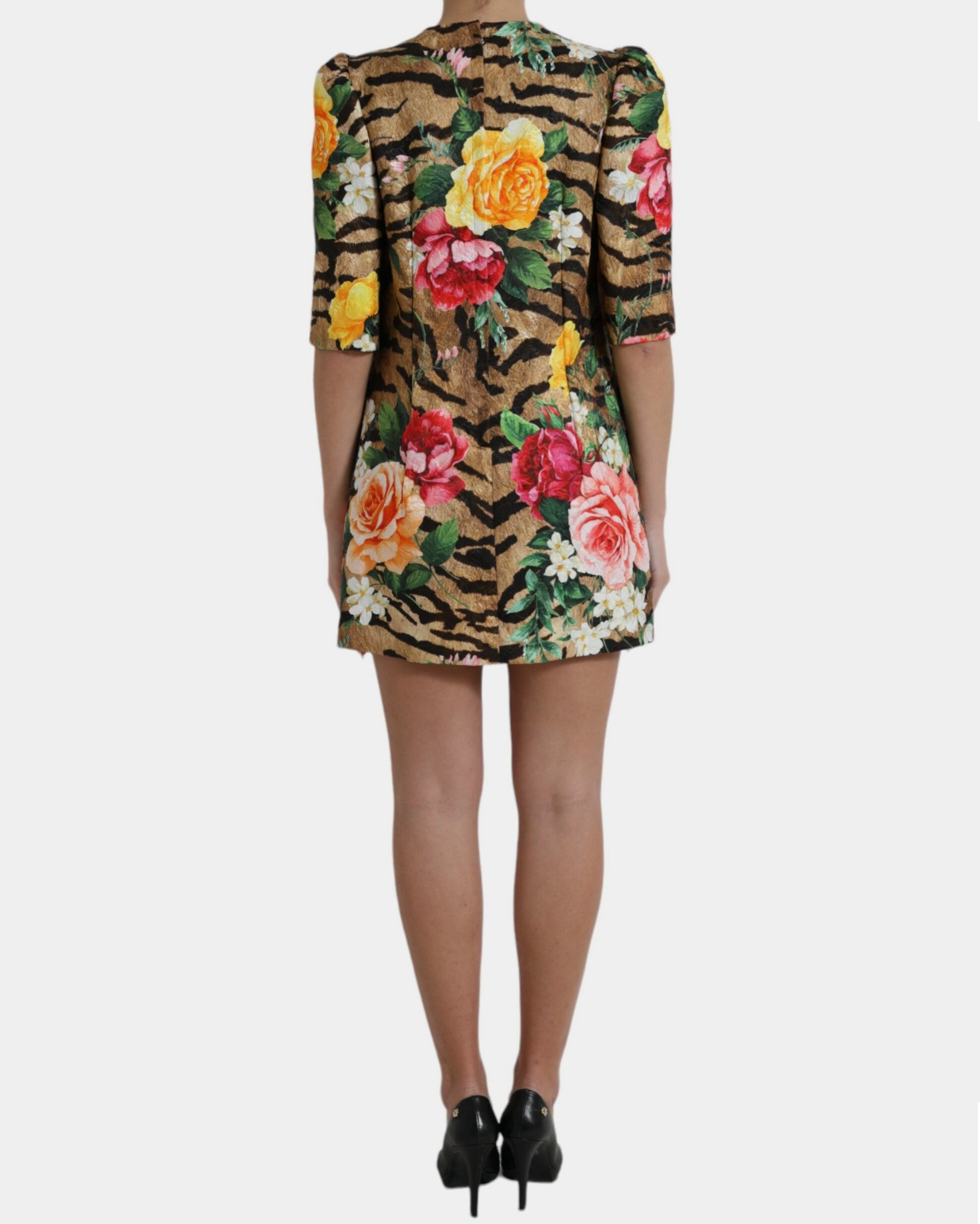 Dolce & Gabbana Animal & Floral Print Mini Shift Dress