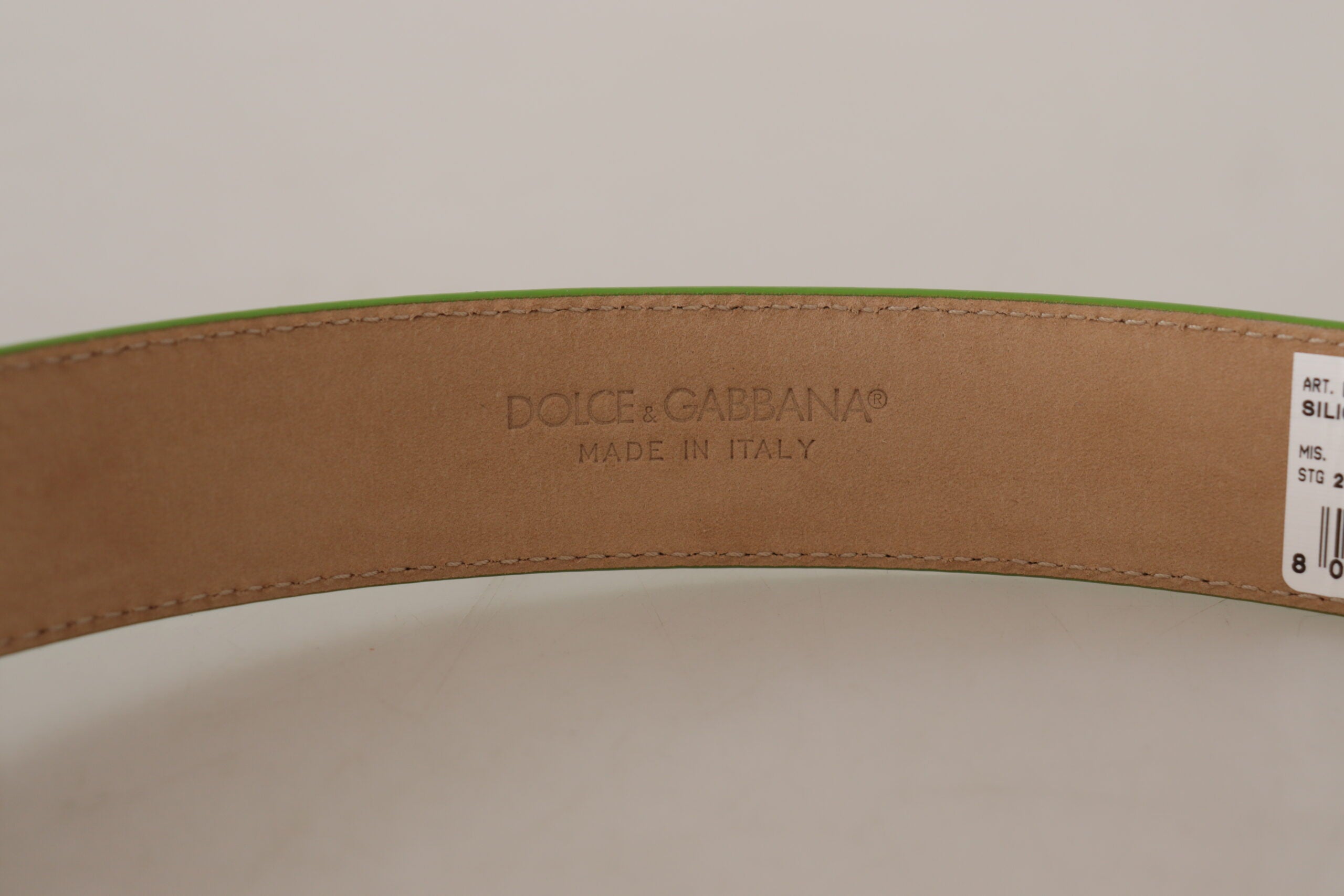 Dolce & Gabbana Chic Emerald кожен колан с гравирана катарама