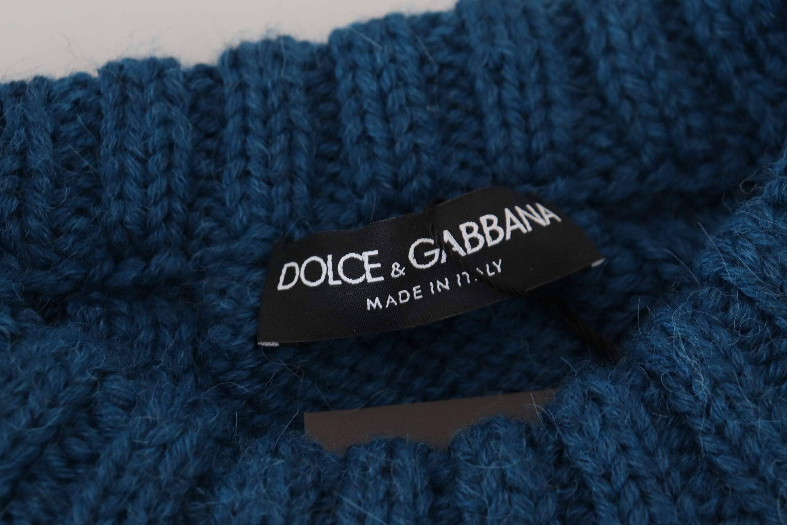 Елегантен син пуловер с деколте Dolce & Gabbana