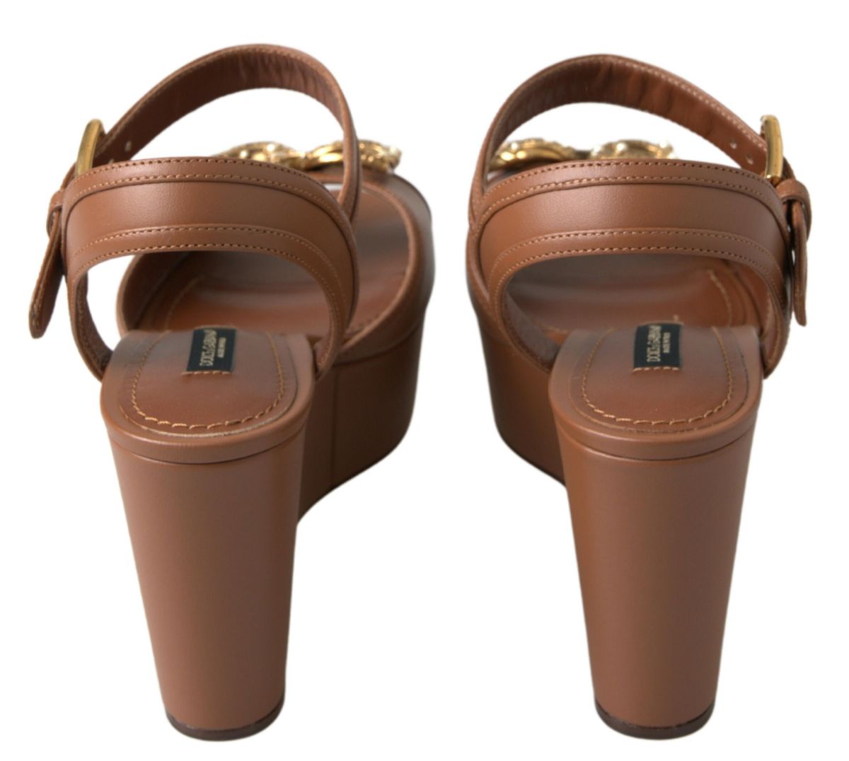 Dolce & Gabbana Chic кафяви кожени клинове с каишка на глезена