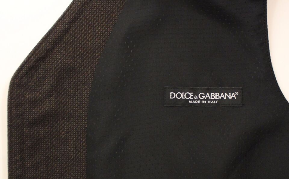 Елегантна кафява жилетка от памучна смес Dolce & Gabbana