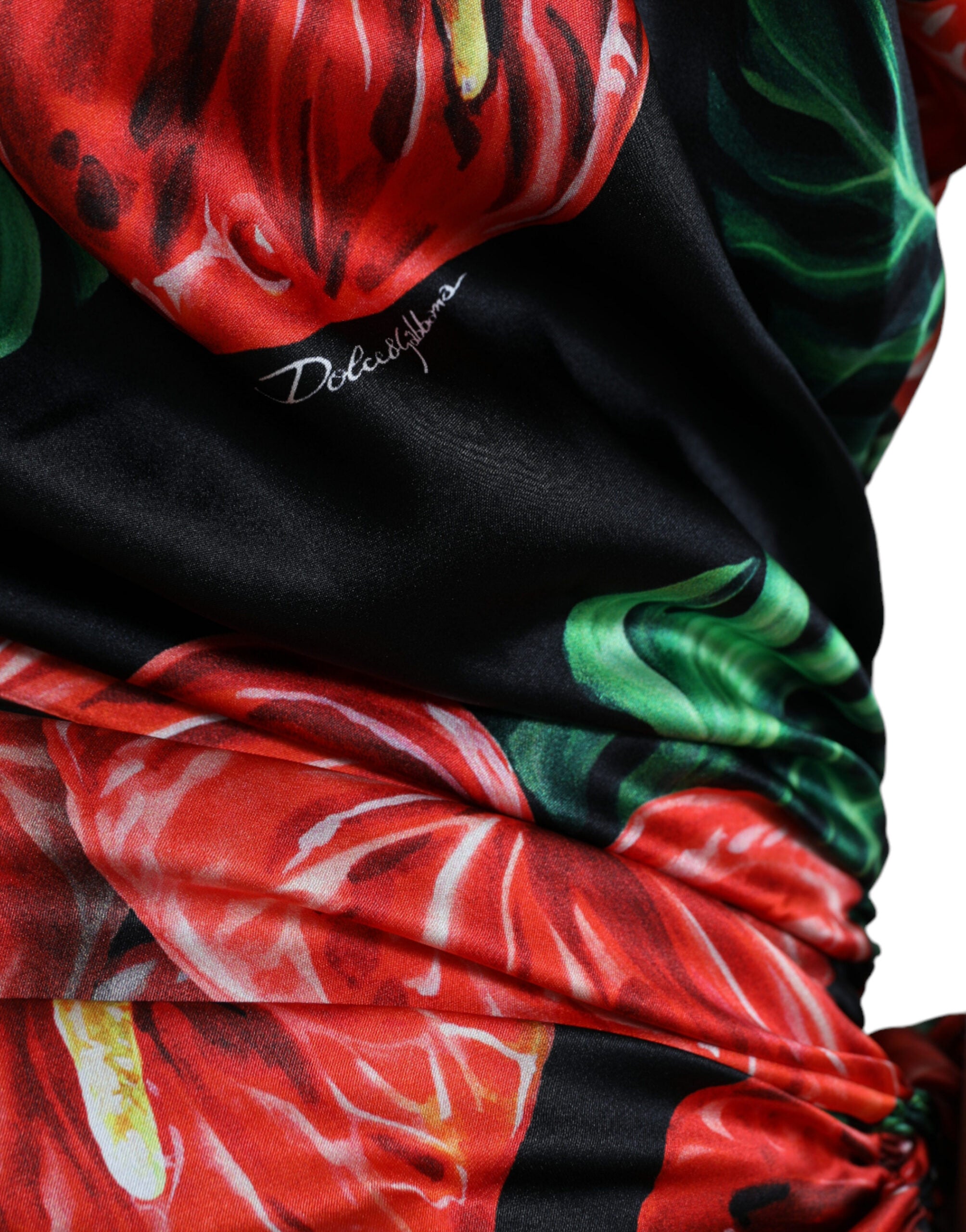 Dolce & Gabbana тропическа елегантна копринена драпирана рокля