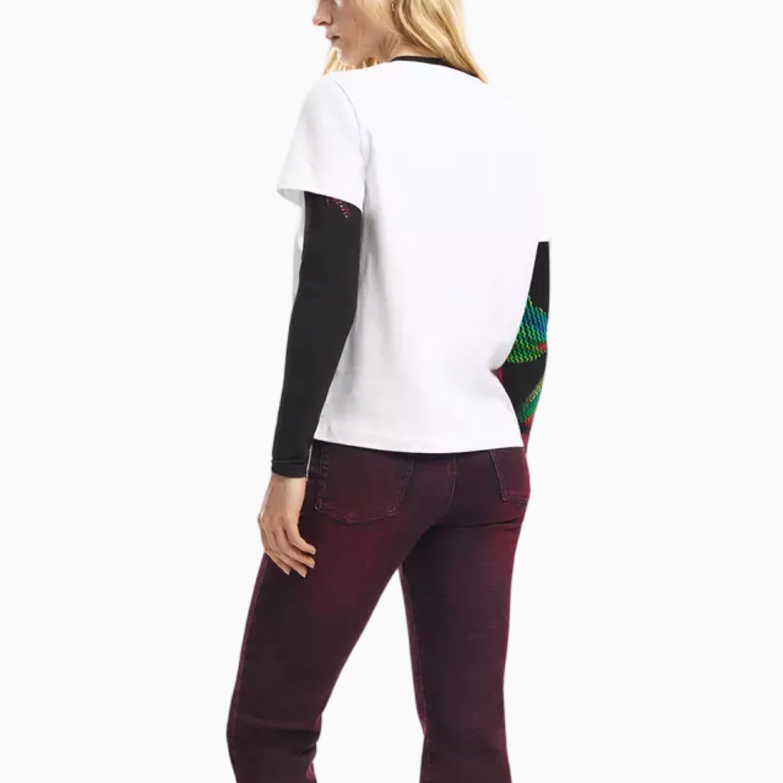 Дамска бяла тениска Desigual Women T-shirt 26SWTK06 1000 Back View