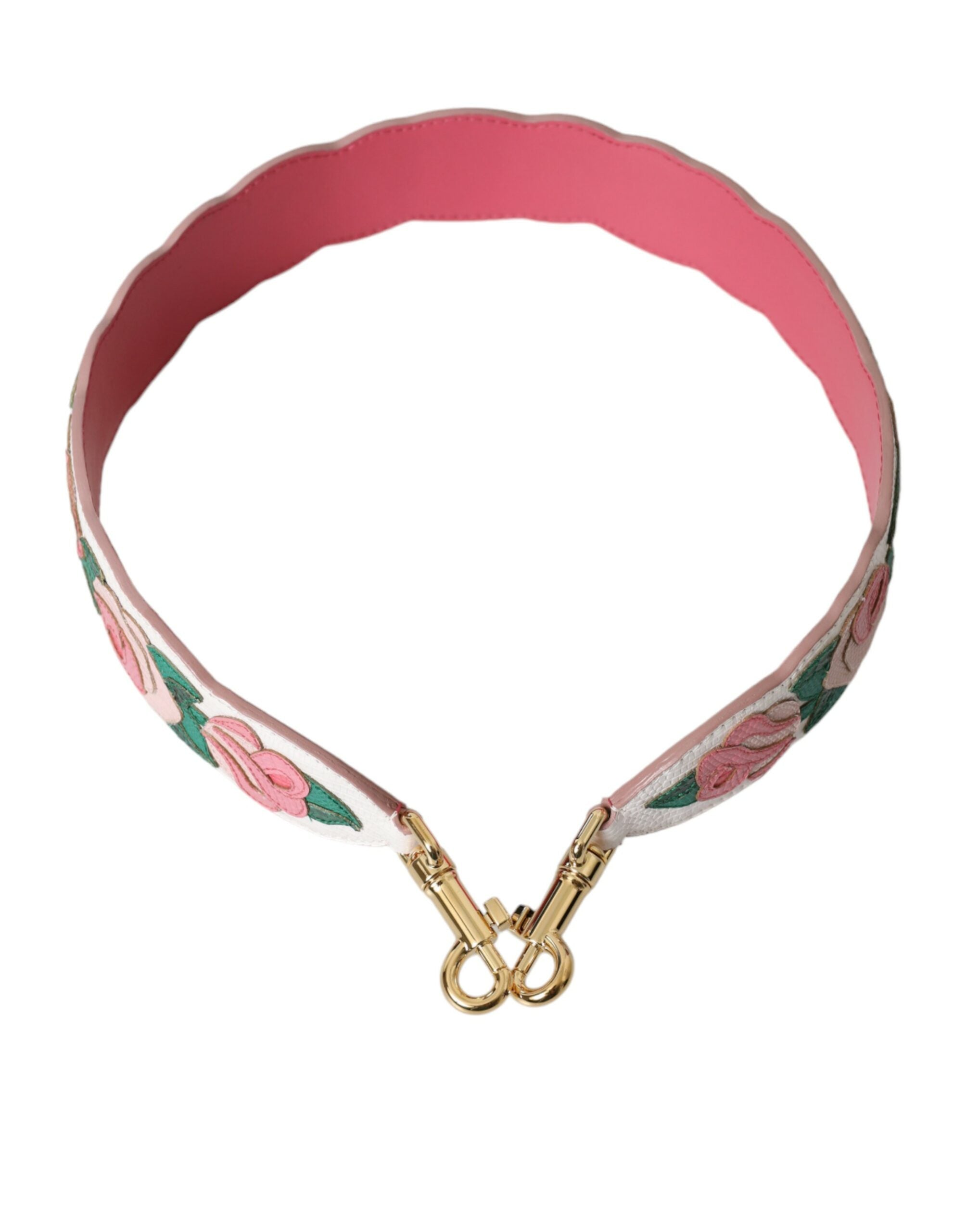 Dolce & Gabbana Бял кожен аксесоар с цветя презрамка за рамо