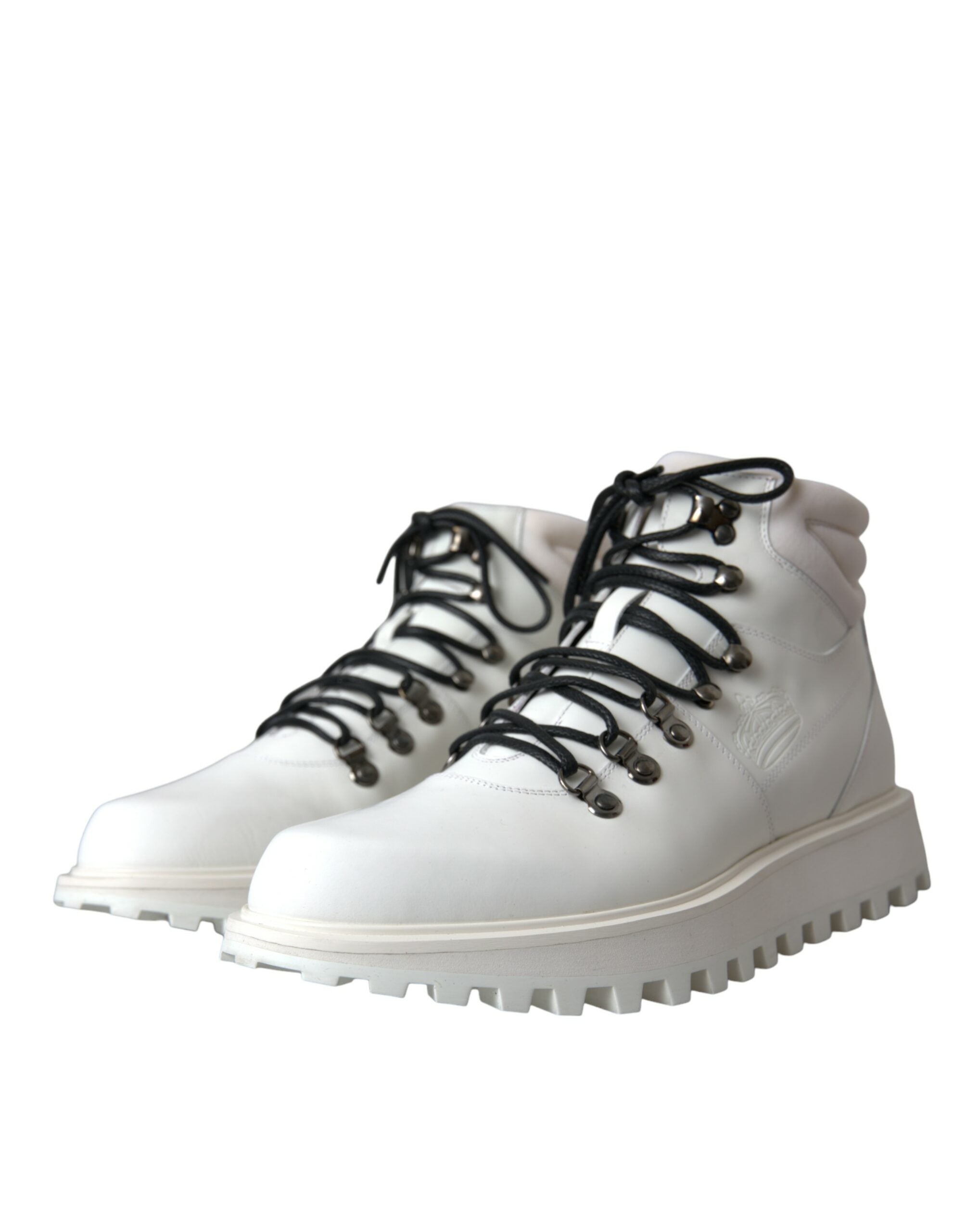 Dolce & Gabbana White Vulcano Trekking Мъжки боти до глезена Обувки