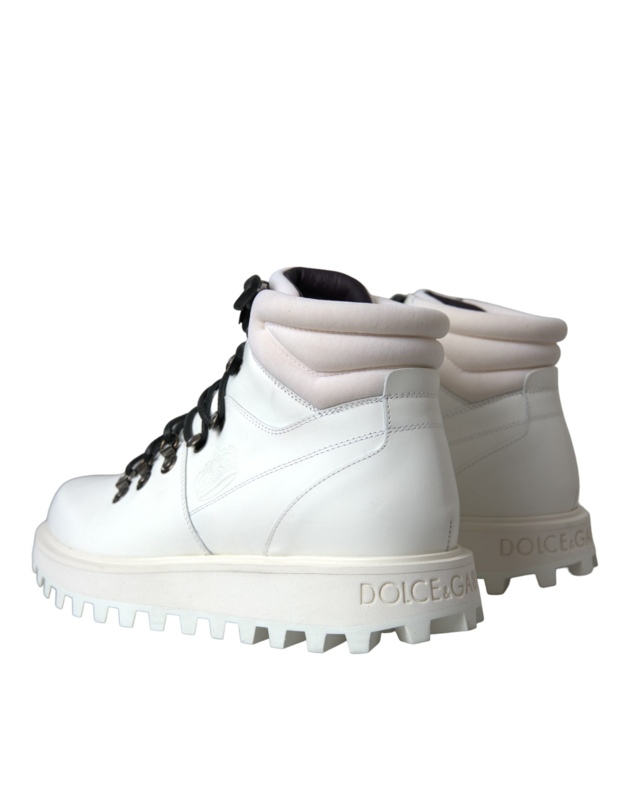 Dolce & Gabbana White Vulcano Trekking Мъжки боти до глезена Обувки