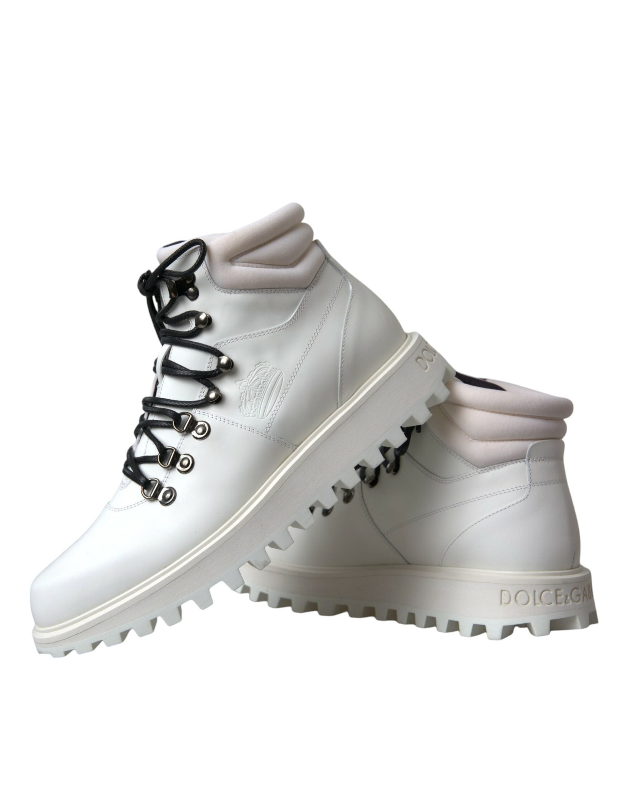 Dolce & Gabbana White Vulcano Trekking Мъжки боти до глезена Обувки
