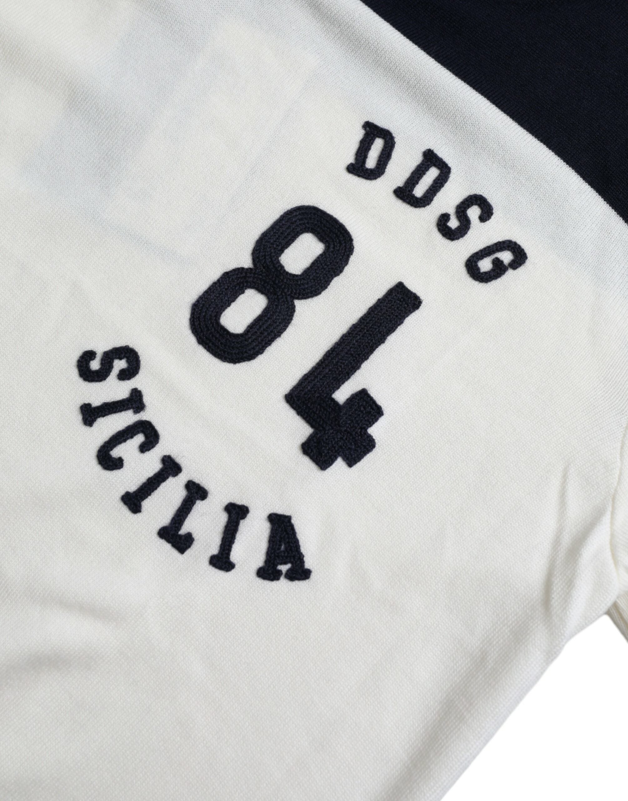 Dolce & Gabbana бял черен пуловер с риза SICILIA Henley