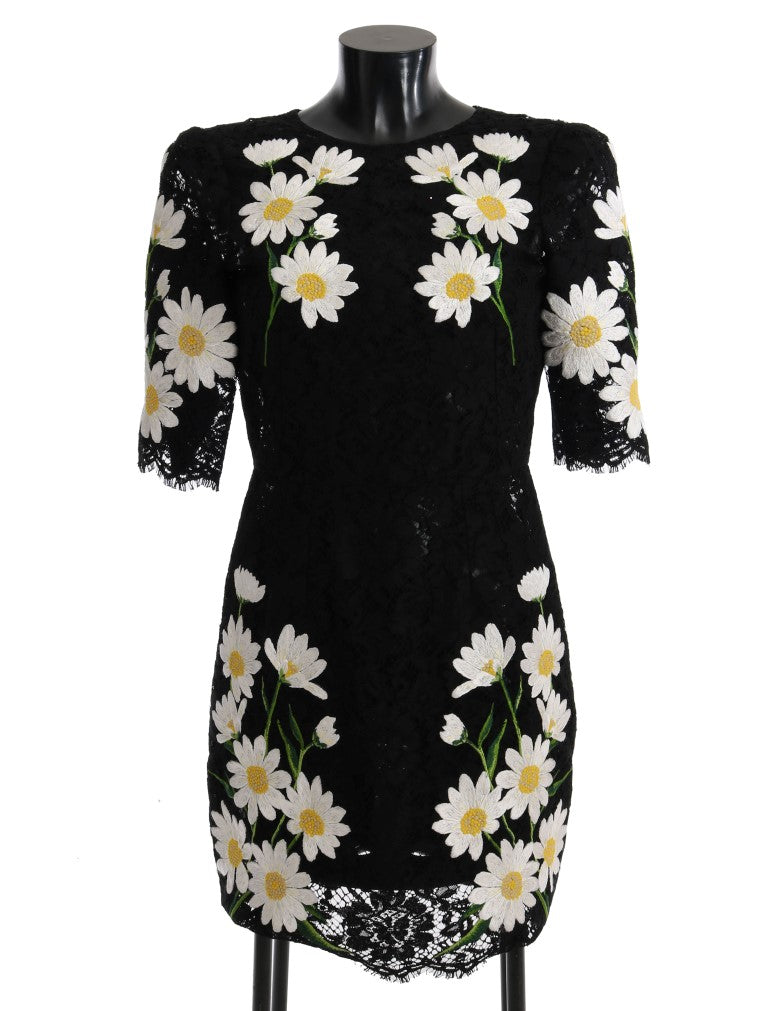 Dolce & Gabbana, черна рокля с бродирана лайка и флорална дантела