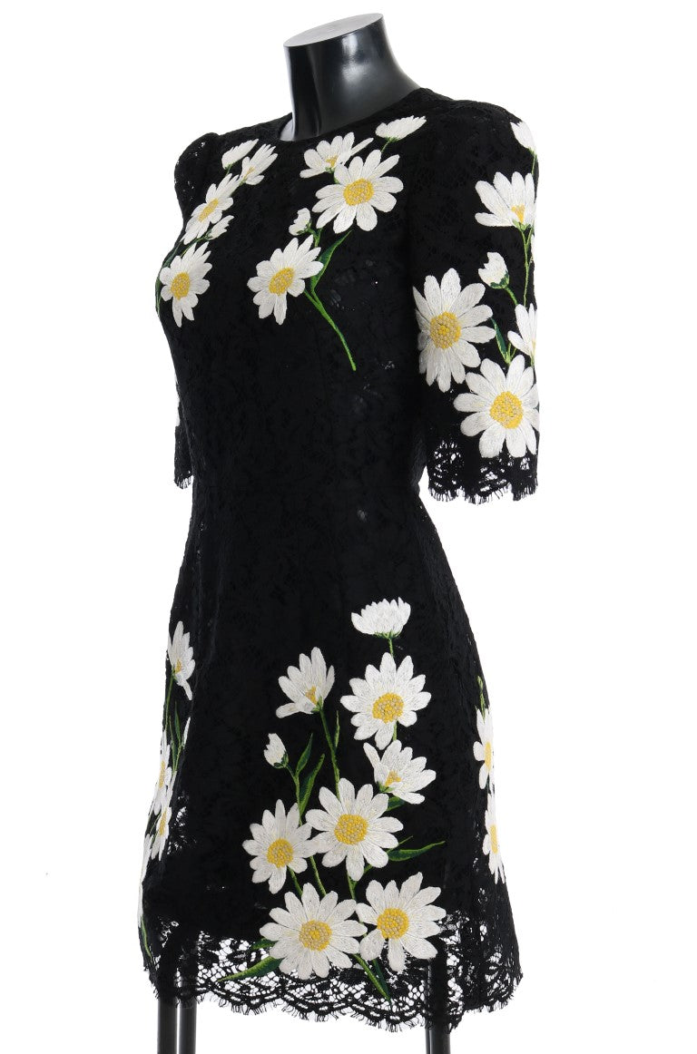 Dolce & Gabbana, черна рокля с бродирана лайка и флорална дантела