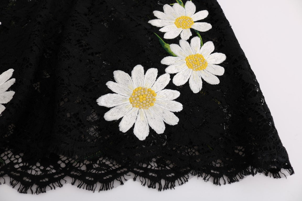 Dolce & Gabbana, черна рокля с бродирана лайка и флорална дантела