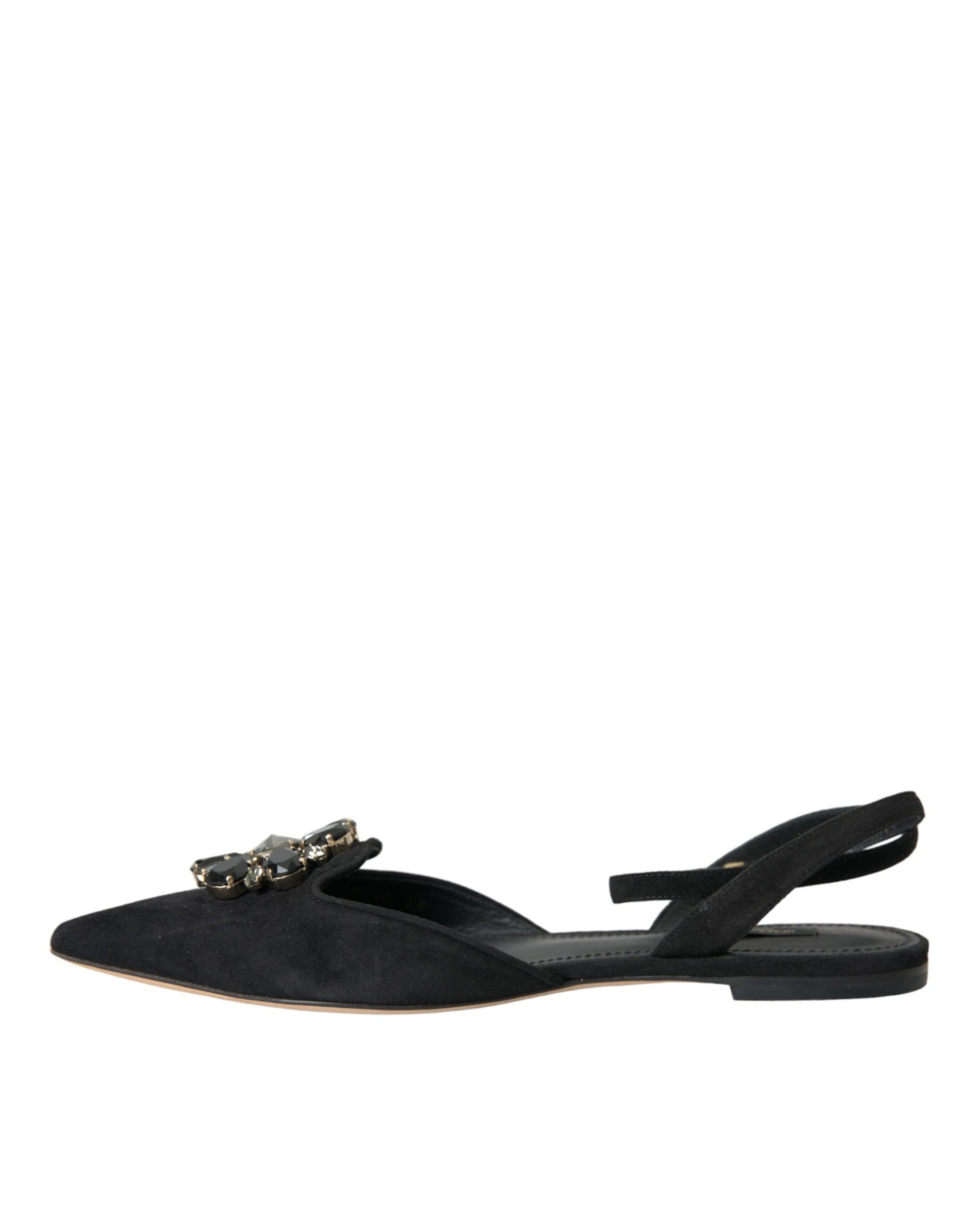 Dolce & Gabbana Черни кожени сандали Crystal Slingback