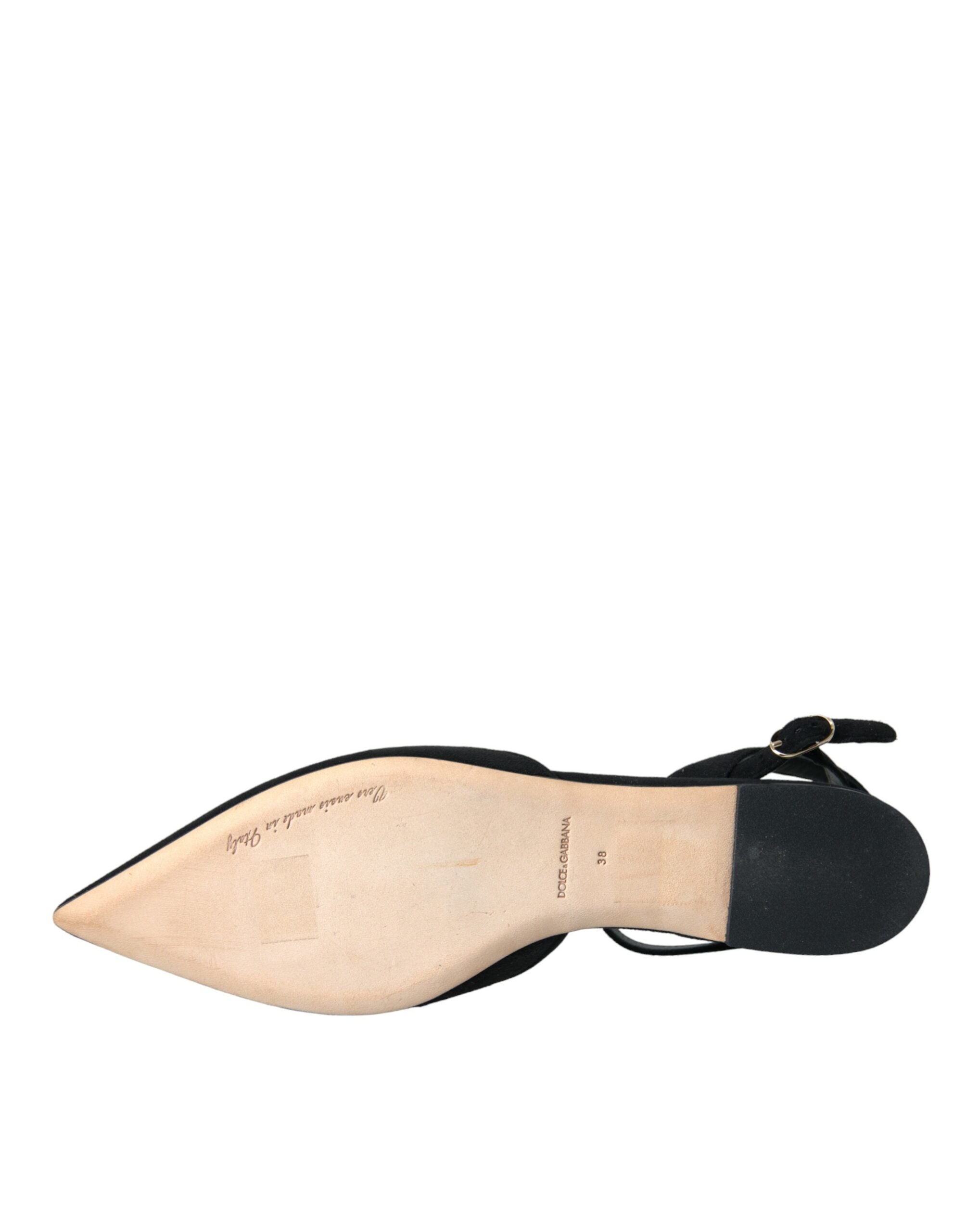 Dolce & Gabbana Черни кожени сандали Crystal Slingback