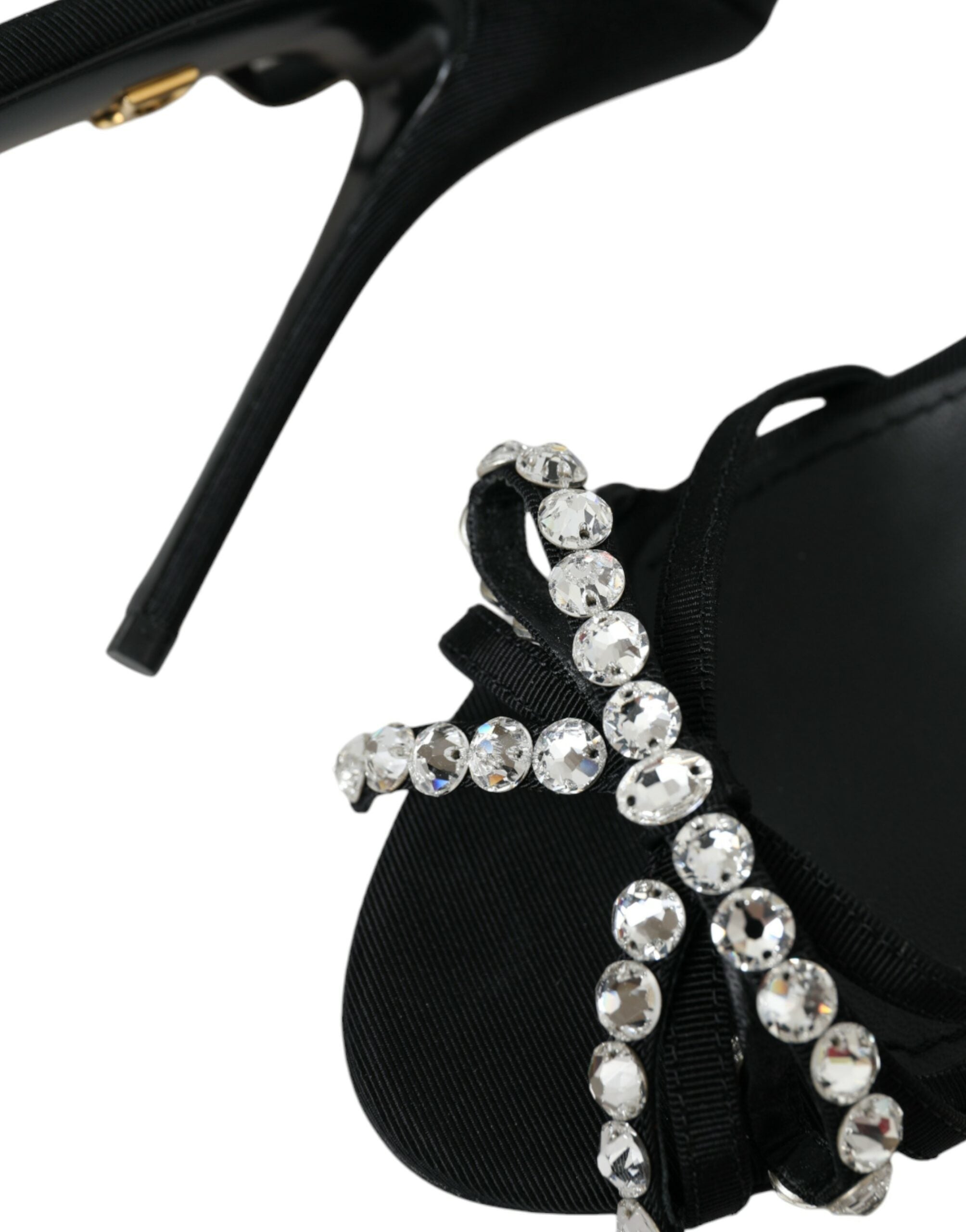 Dolce & Gabbana Черни вискозни кристални токчета Сандали Обувки