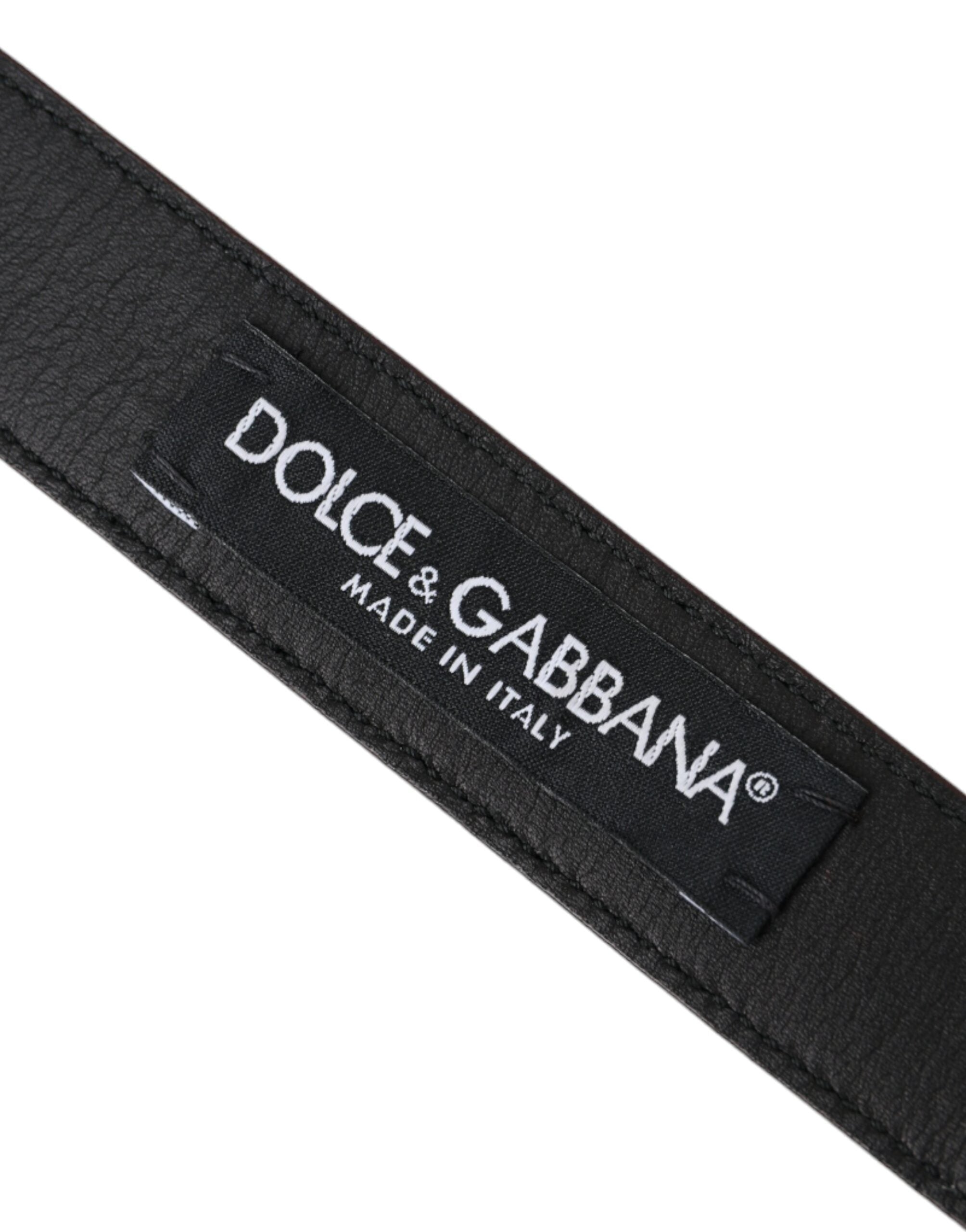 Dolce & Gabbana мъжки колан с кафява кожа, сребърна метална катарама