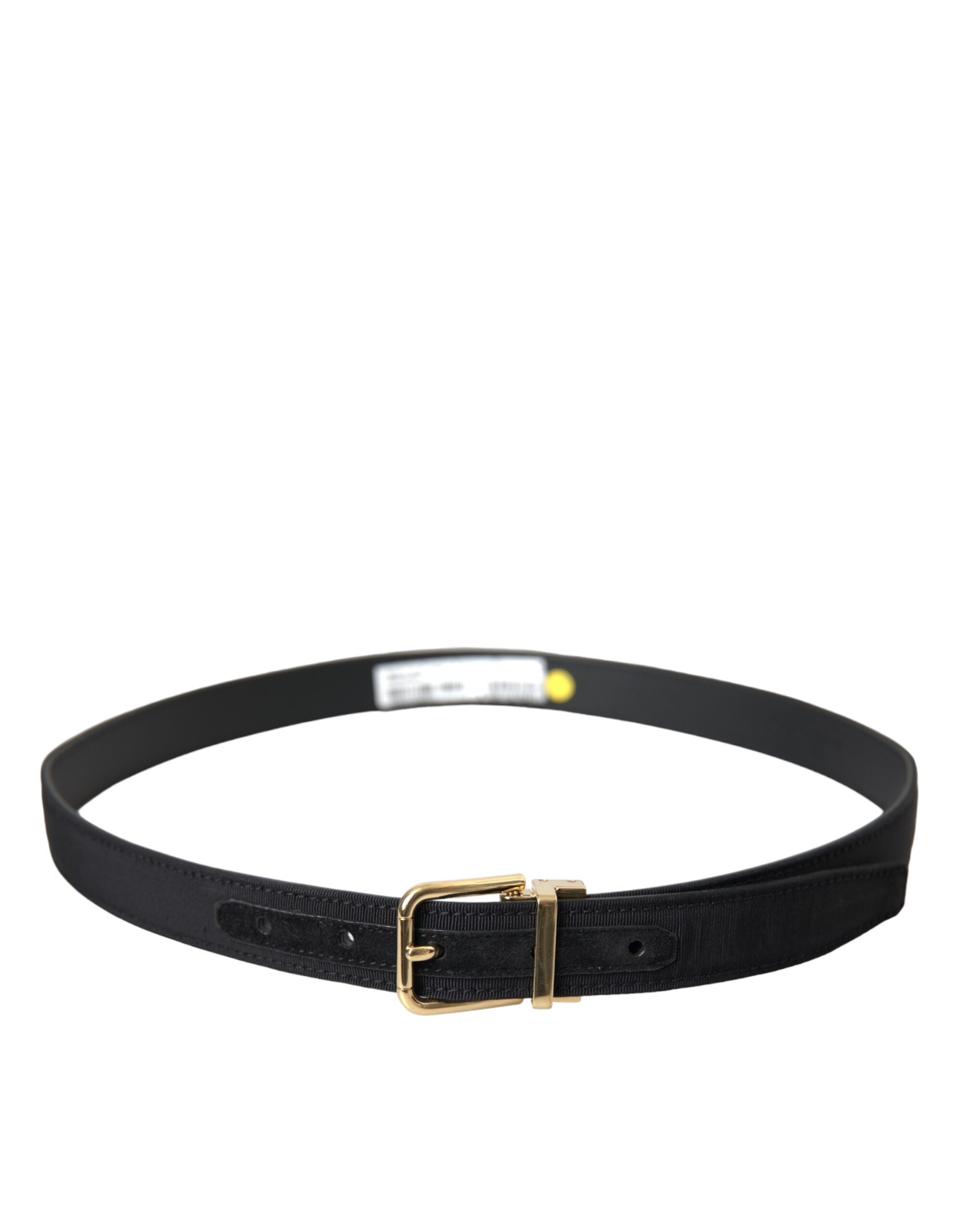 Мъжки колан Dolce & Gabbana Black Gros Grain Gold с метална катарама