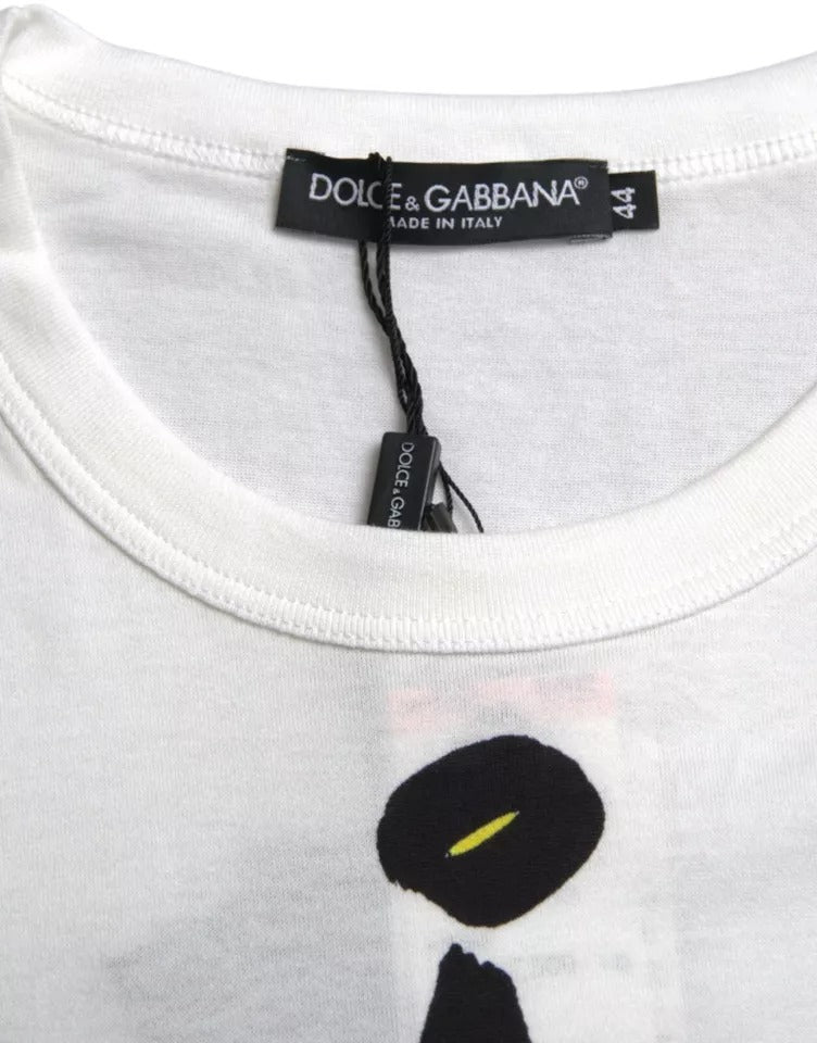 Бяла памучна тениска с къси ръкави Dolce & Gabbana
